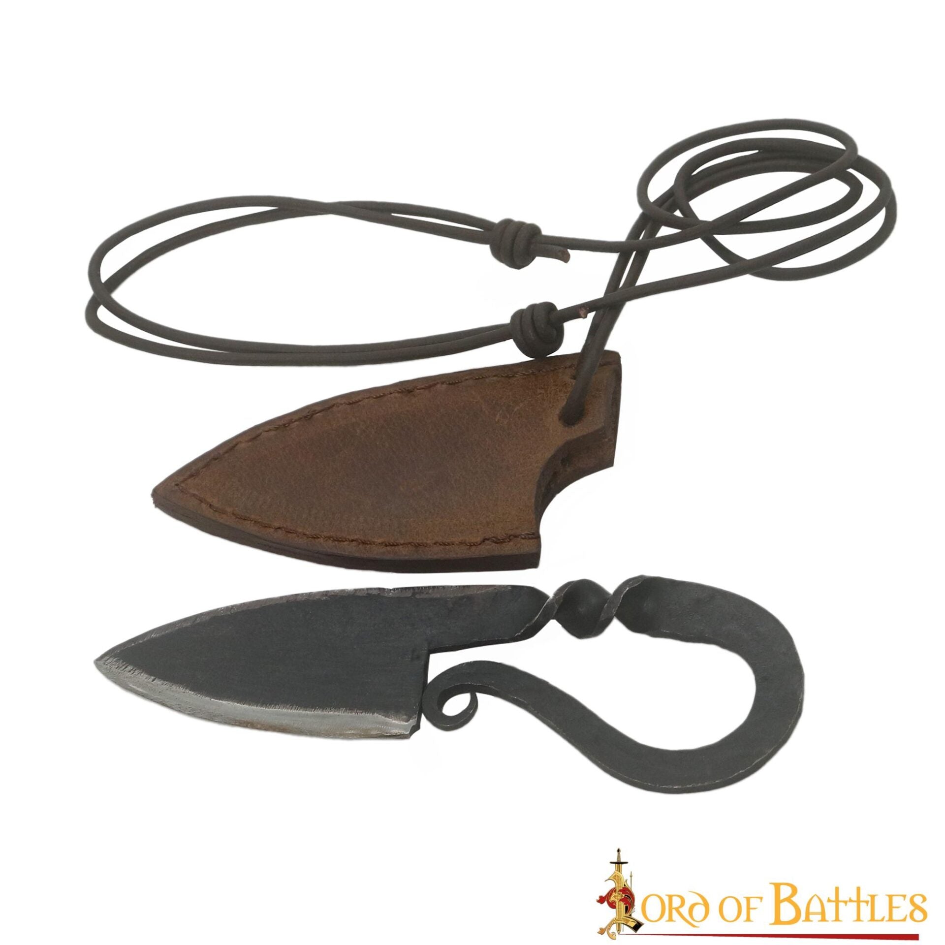 Imagen única de: Cuchillo Vikingo de Hierro Forjado a Mano con Funda de Cuero Auténtico