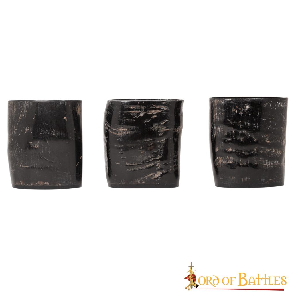 Imagen única de: Set de 3 Vasos Medievales Vikingos de Cuerno de Búfalo Genuino Hechos a Mano