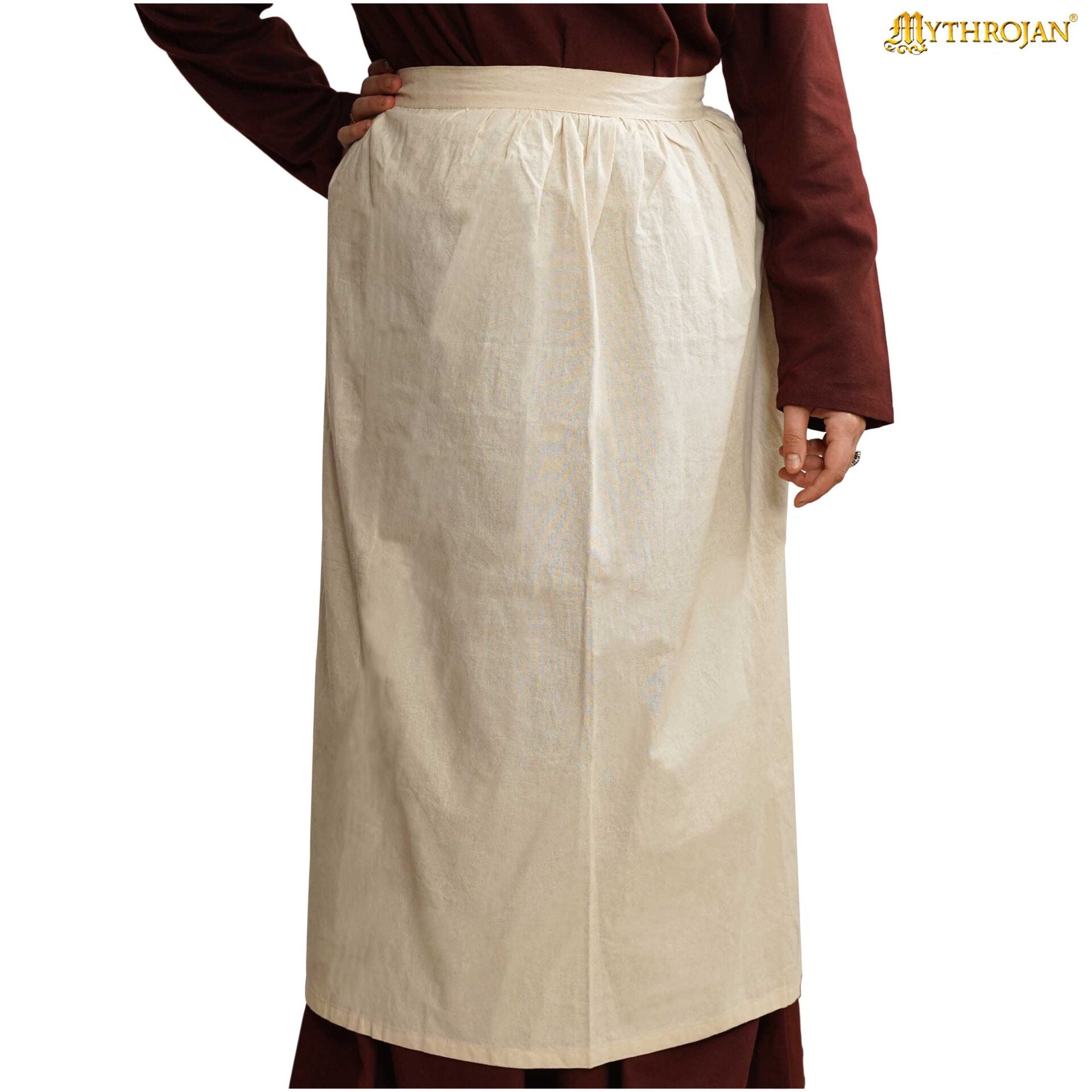 Imagen única de: Mythrojan Medieval Ecru Delantal: Ideal para Cocinar Hornear, Feria del Renacimiento, Recreación, Larp, Cosplay Rendimiento, Maid Traje, Retro Cintura Delantales para Mujeres, Niñas, Camarera
