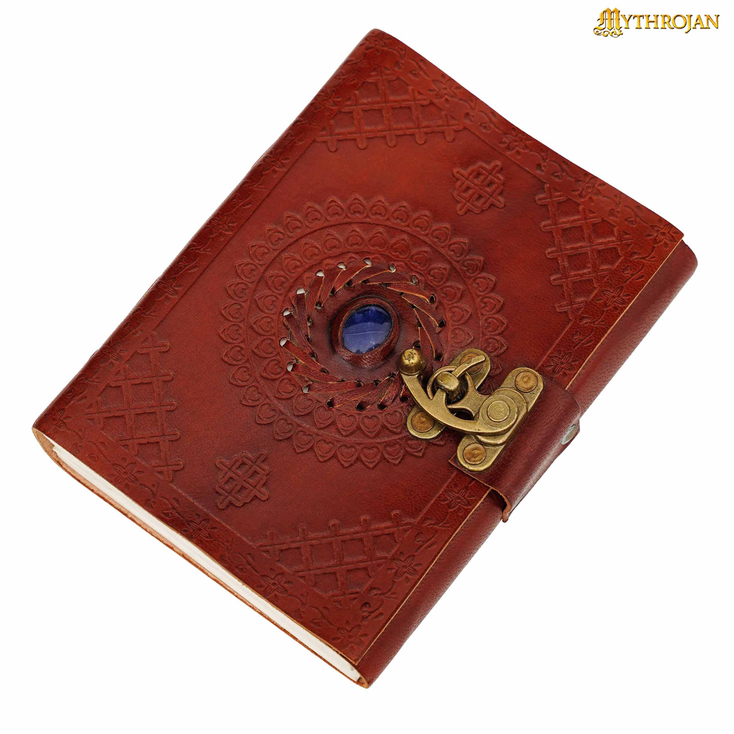 Imagen única de: Mythrojan Diario de Cuero Marrón en Relieve Vintage Cuaderno de Escritura