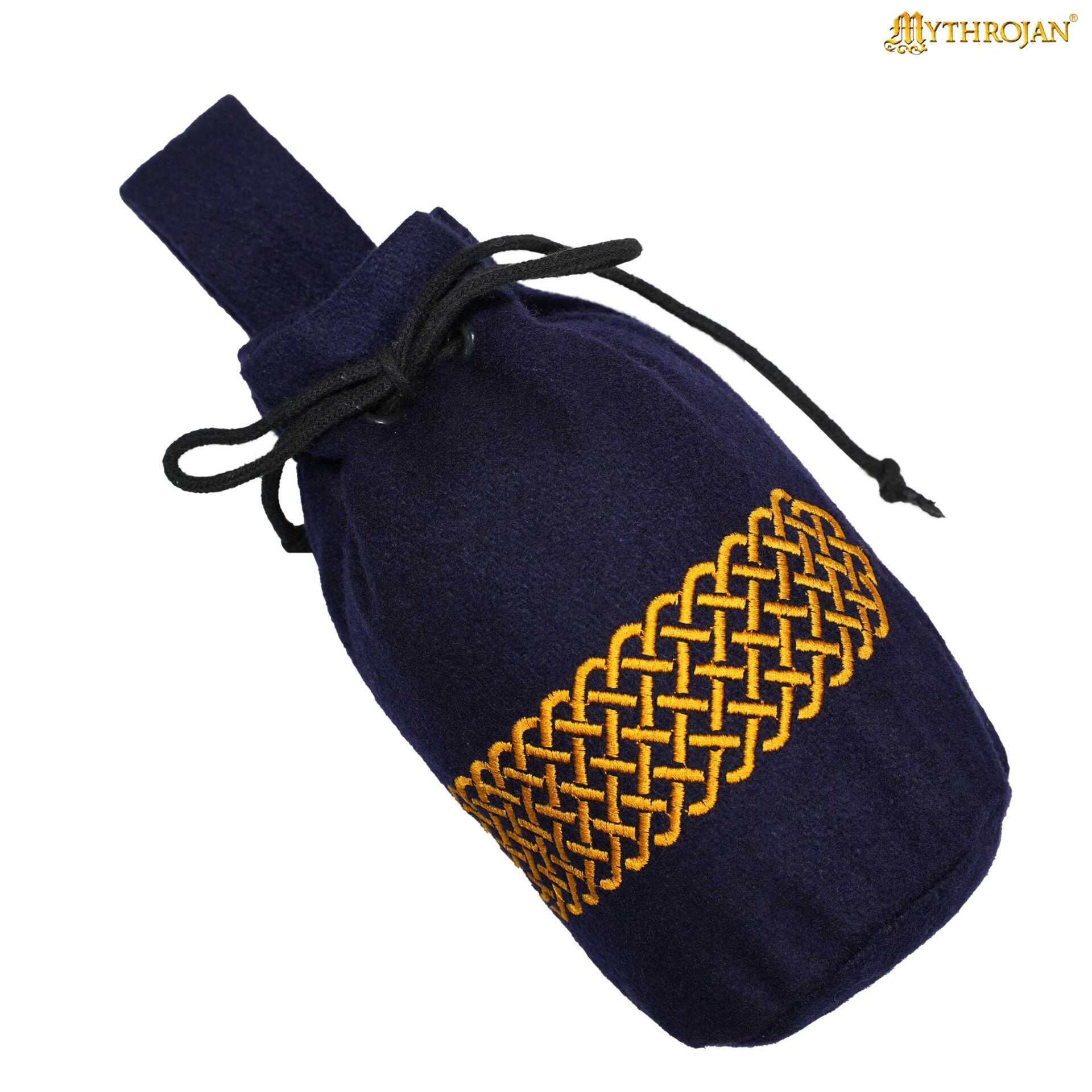Imagen única de: Mythrojan Bolsa de Lana Bordada con Cordón para Cinturón: Medieval Vikingo Celta Bolsa Accesorios de Disfraces Monedero, 8" × 6.5