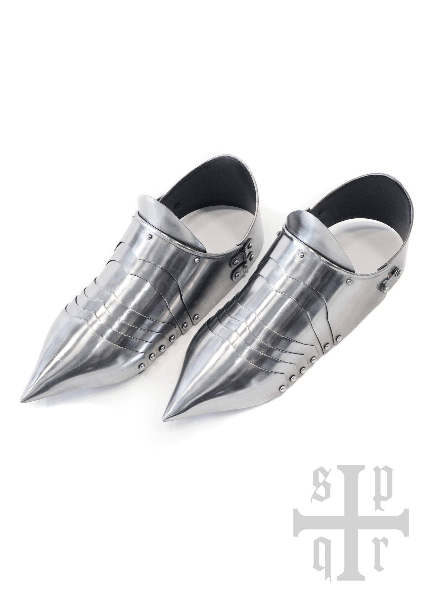 Imagen única de: Escarpes Medievales Puntiagudos, Zapatos Blindados, Siglo Xiv, Acero De 1,5 Mm, Par