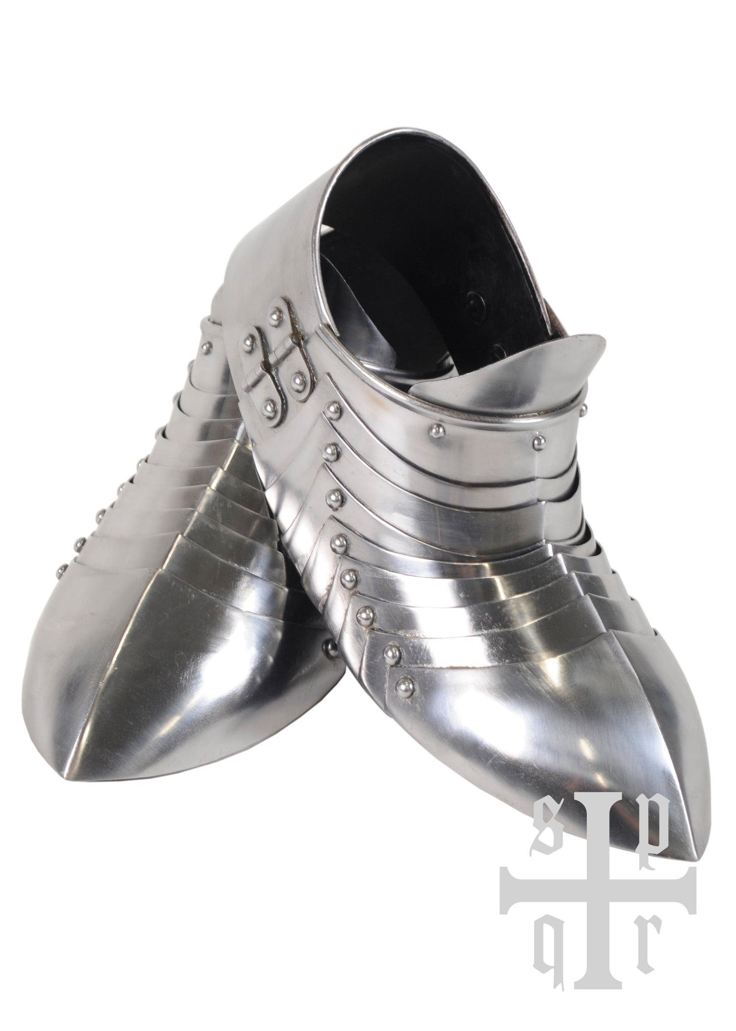 Imagen única de: Escarpes Medievales, Zapatos Blindados, Siglo Xiv, Acero De 1,5 Mm, Par