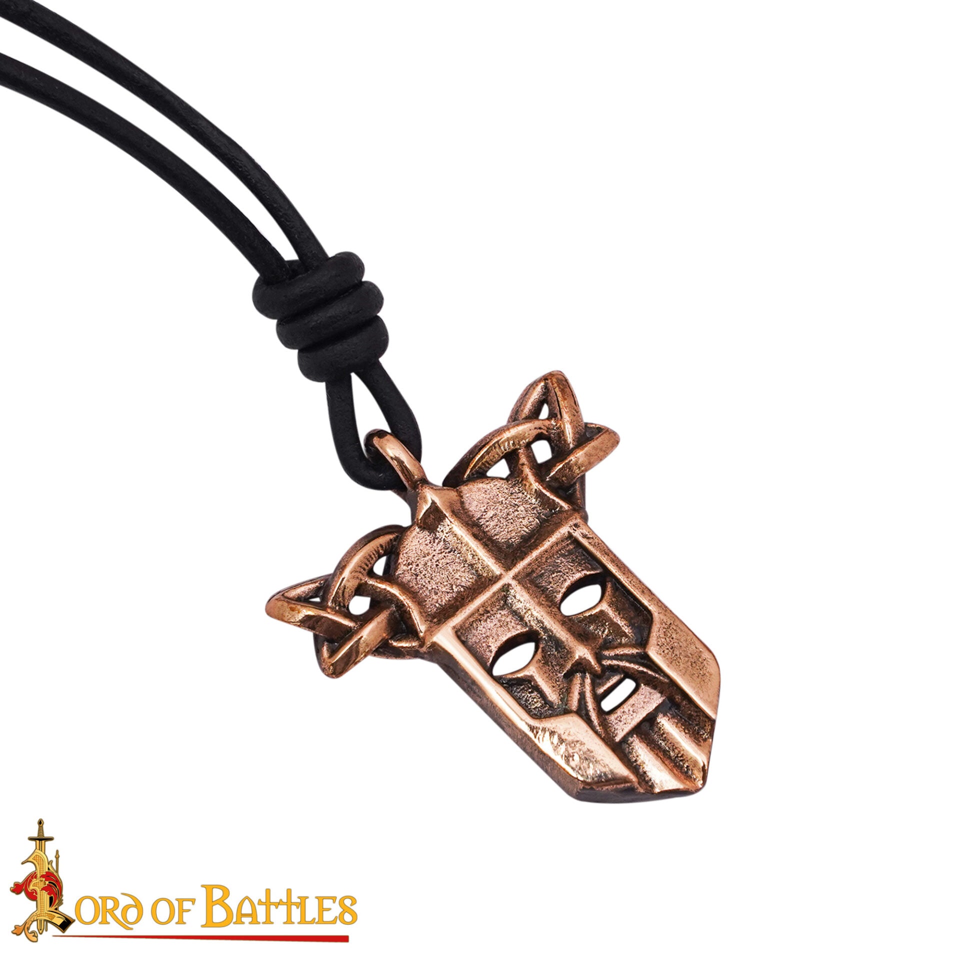 Imagen única de: Colgante Máscara Vikinga - 2,9 X 3 Cm, Acabado en Bronce Antiguo con Detalle de Nudos