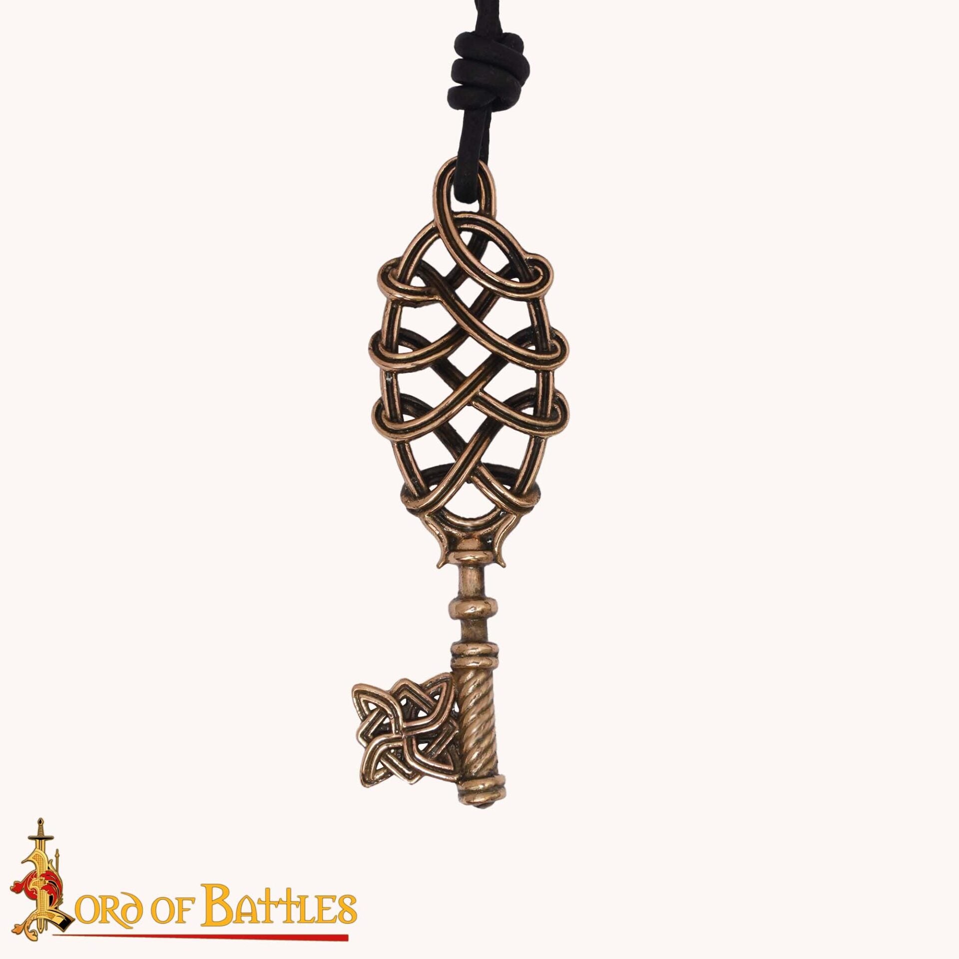 Imagen única de: Collar Colgante Llave Vikinga de Bronce - Fundición a la Cera Perdida con Cordón de Cuero Ajustable