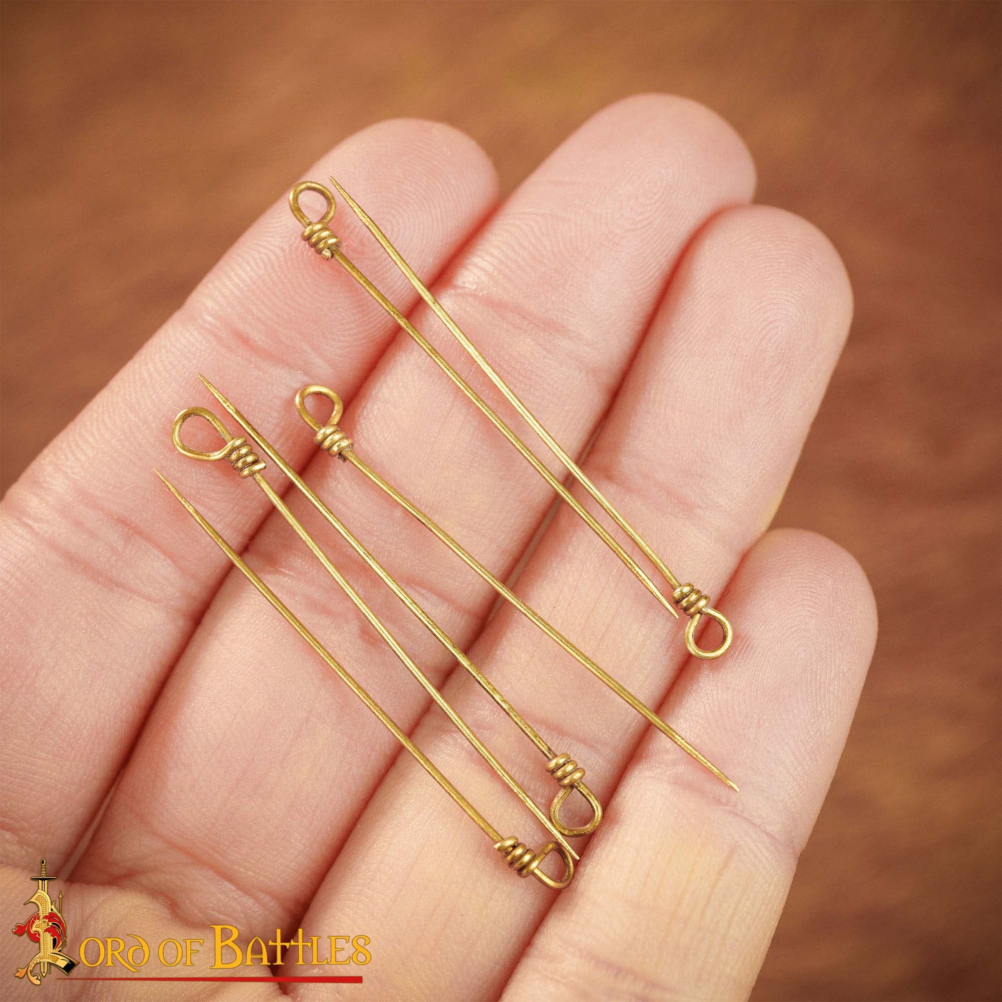 Imagen única de: Juego de Alfileres de Coser Medievales de Latón - Juego de 6 Alfileres
