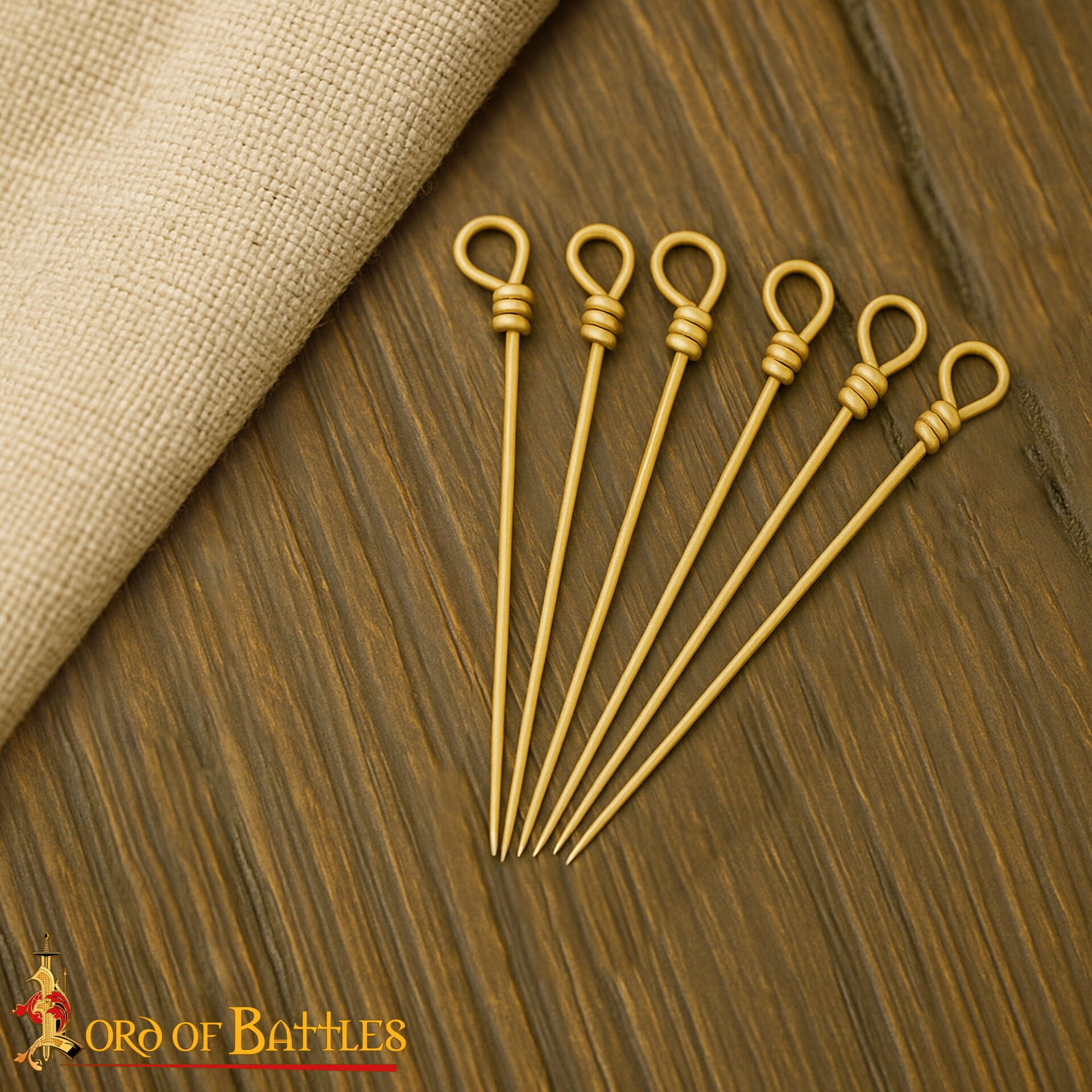 Imagen única de: Juego de Alfileres de Coser Medievales de Latón - Juego de 6 Alfileres