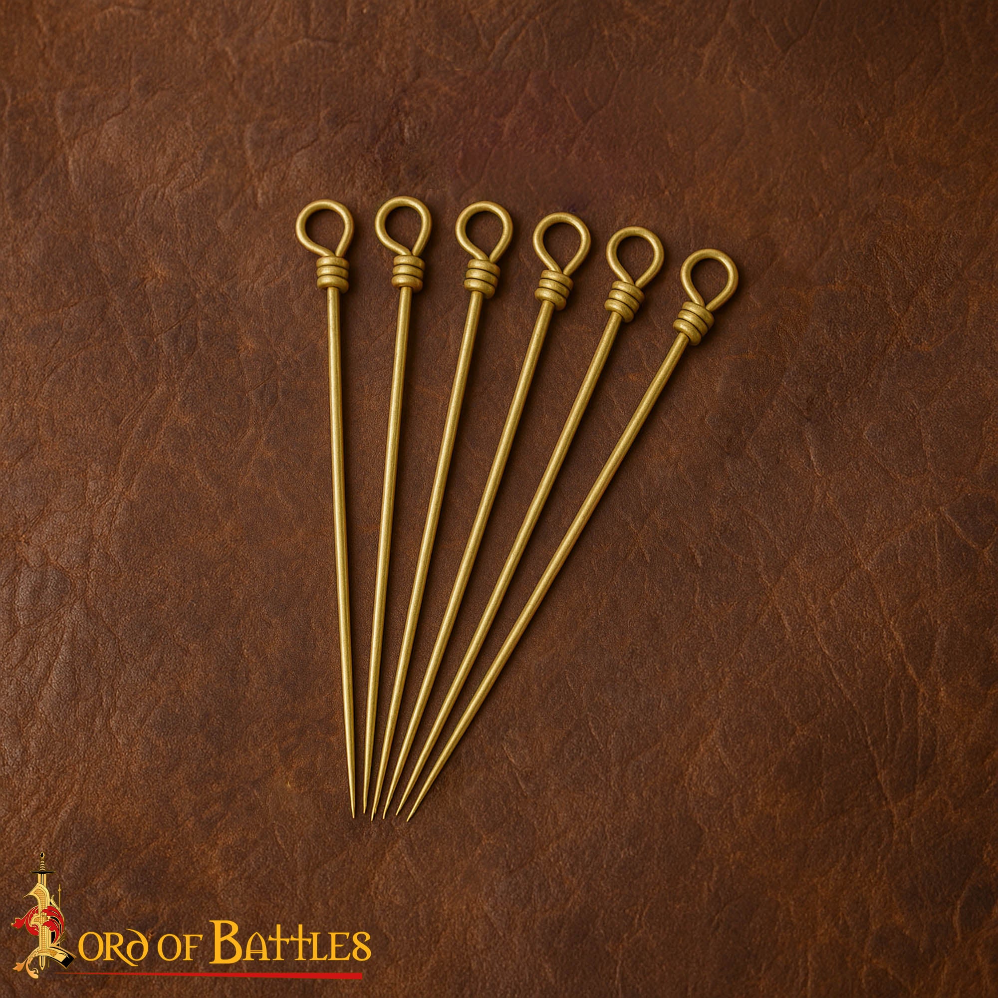 Imagen única de: Juego de Alfileres de Coser Medievales de Latón - Juego de 6 Alfileres