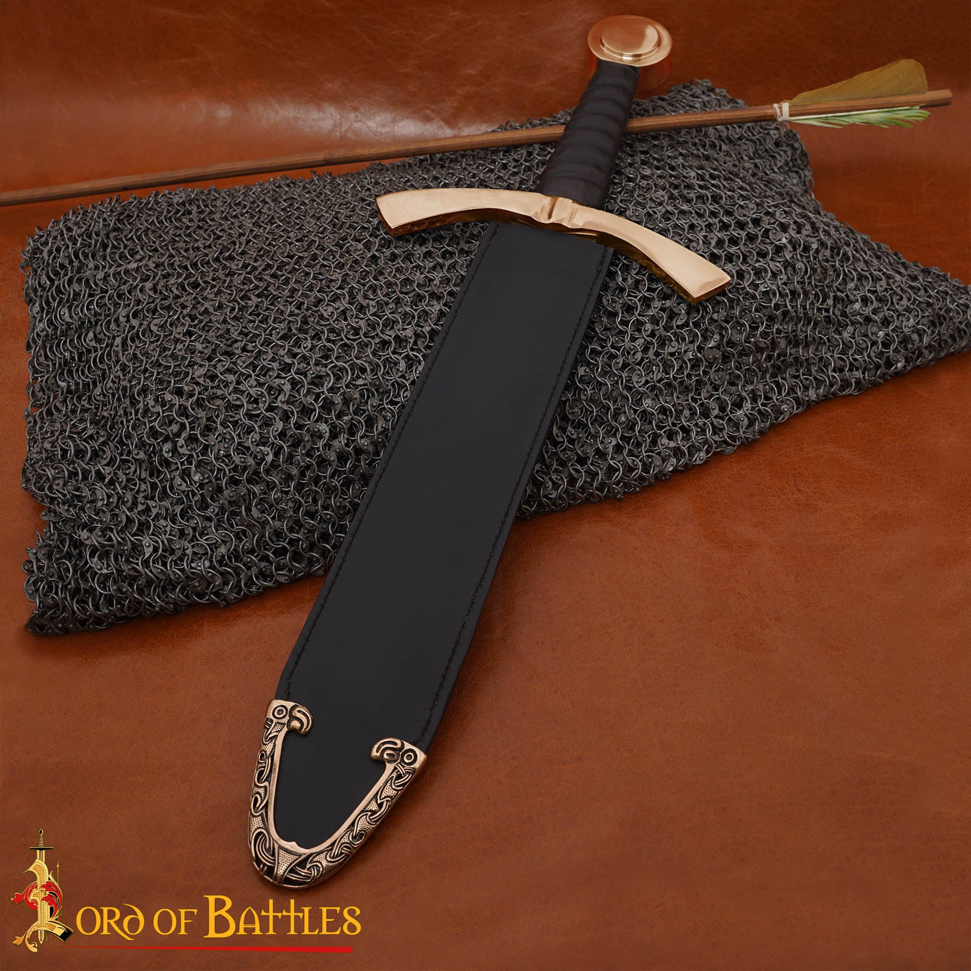 Imagen única de: Espada Vikinga de Bronce Chape - Diseño Cabeza de Dragón