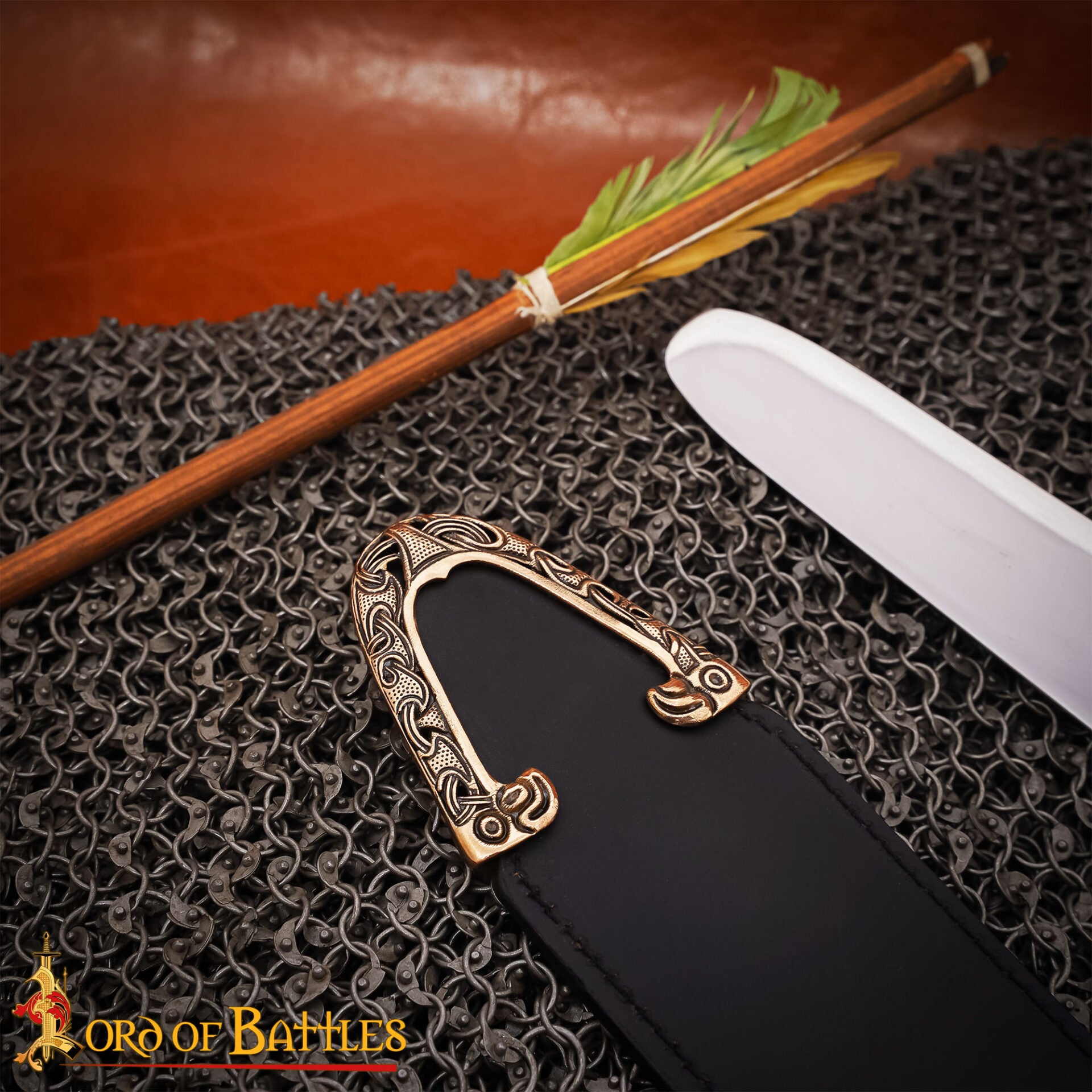Imagen única de: Espada Vikinga de Bronce Chape - Diseño Cabeza de Dragón