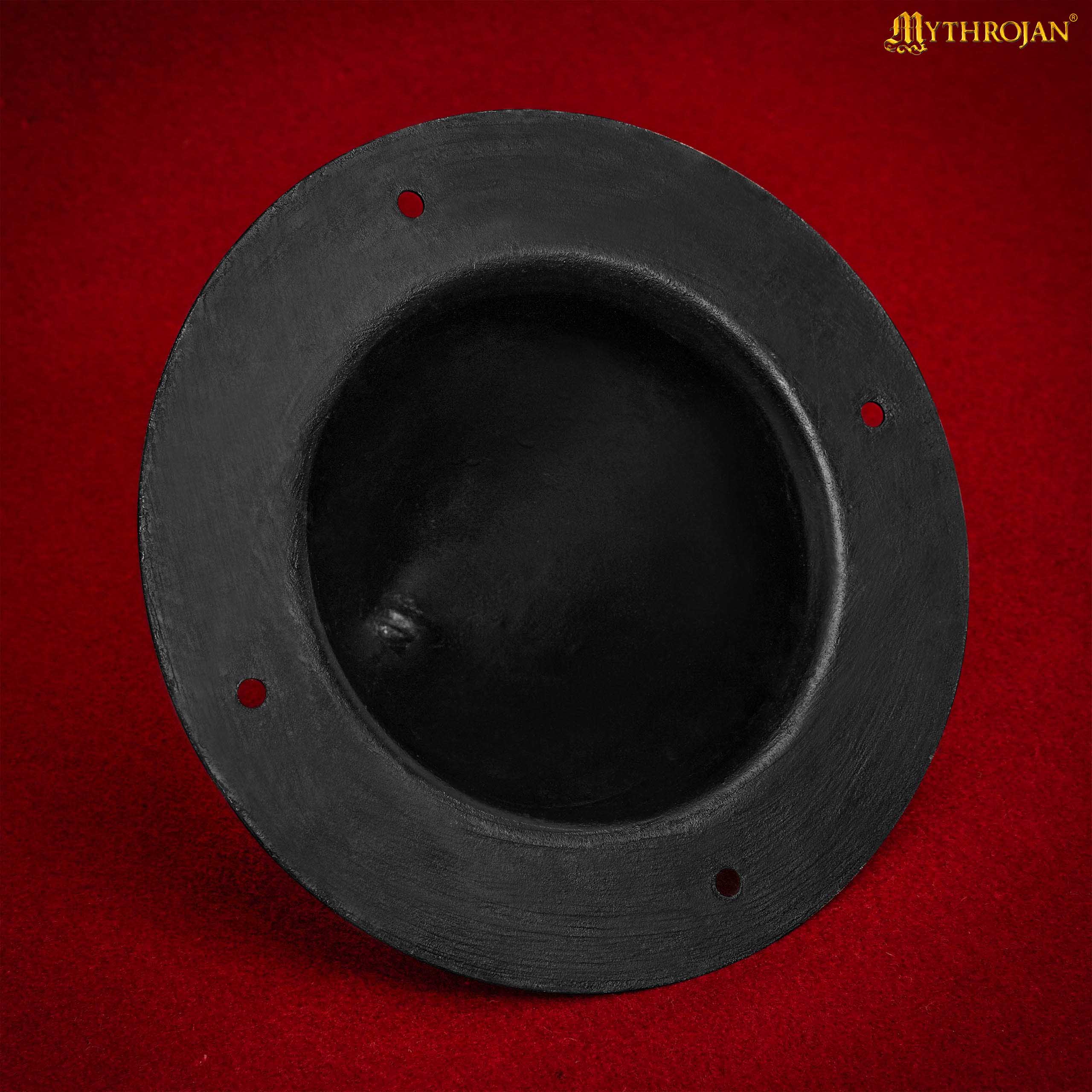 Imagen única de: Jefe de Escudo Germánico - 8" Negro Antiguo, Acero Forjado a Mano con Remaches de Montaje