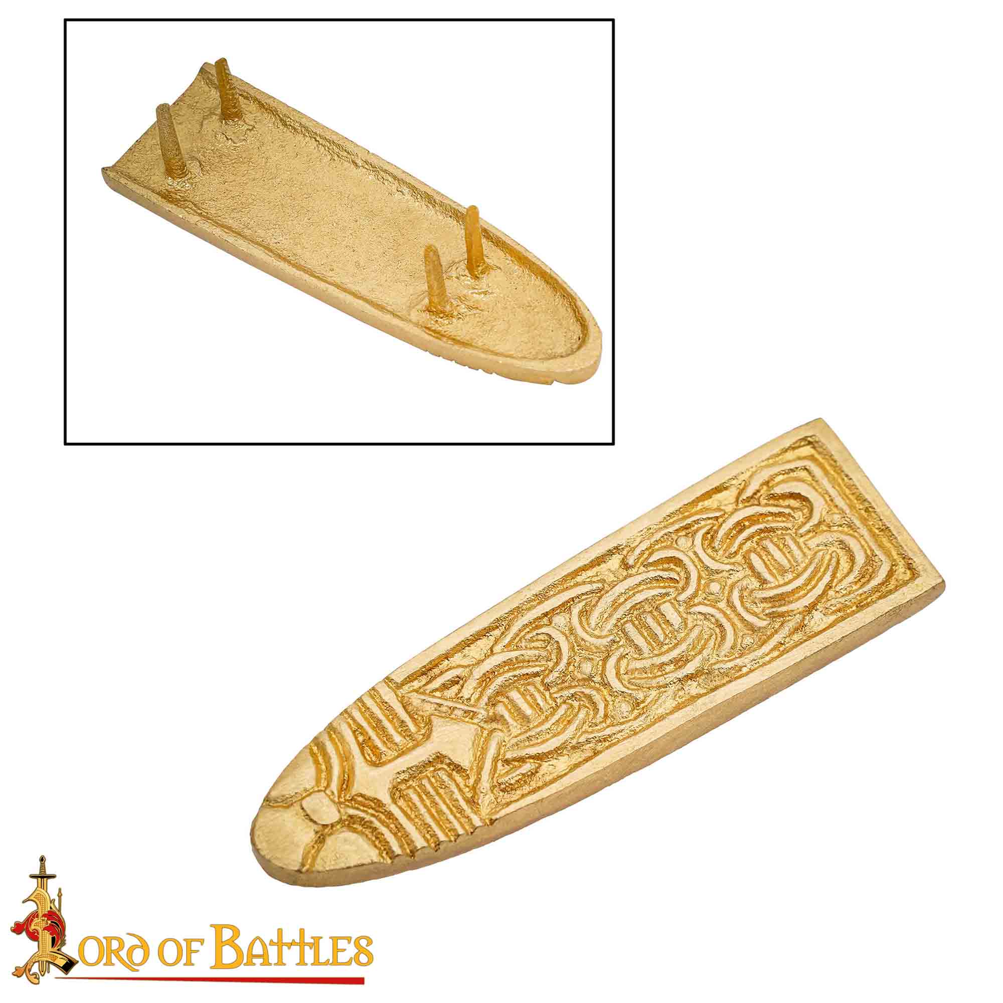 Imagen única de: Chape Medieval de Latón Macizo para Cinturón - Diseño de Nudo Celta - Extremo de Cinturón de Latón Puro