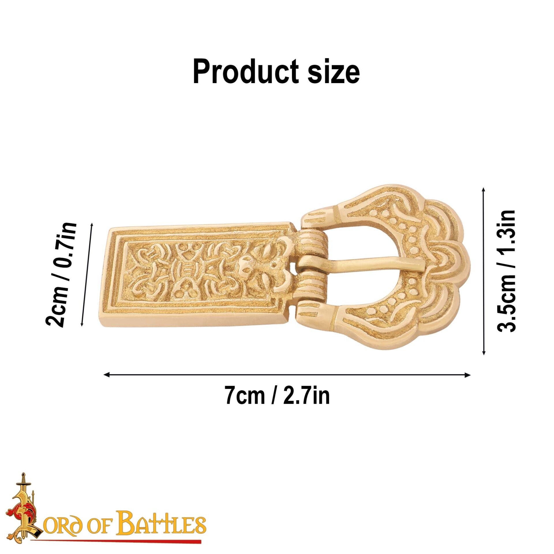 Imagen única de: Hebilla Medieval de Latón para Cinturón - Accesorio Histórico Grabado - Latón Macizo