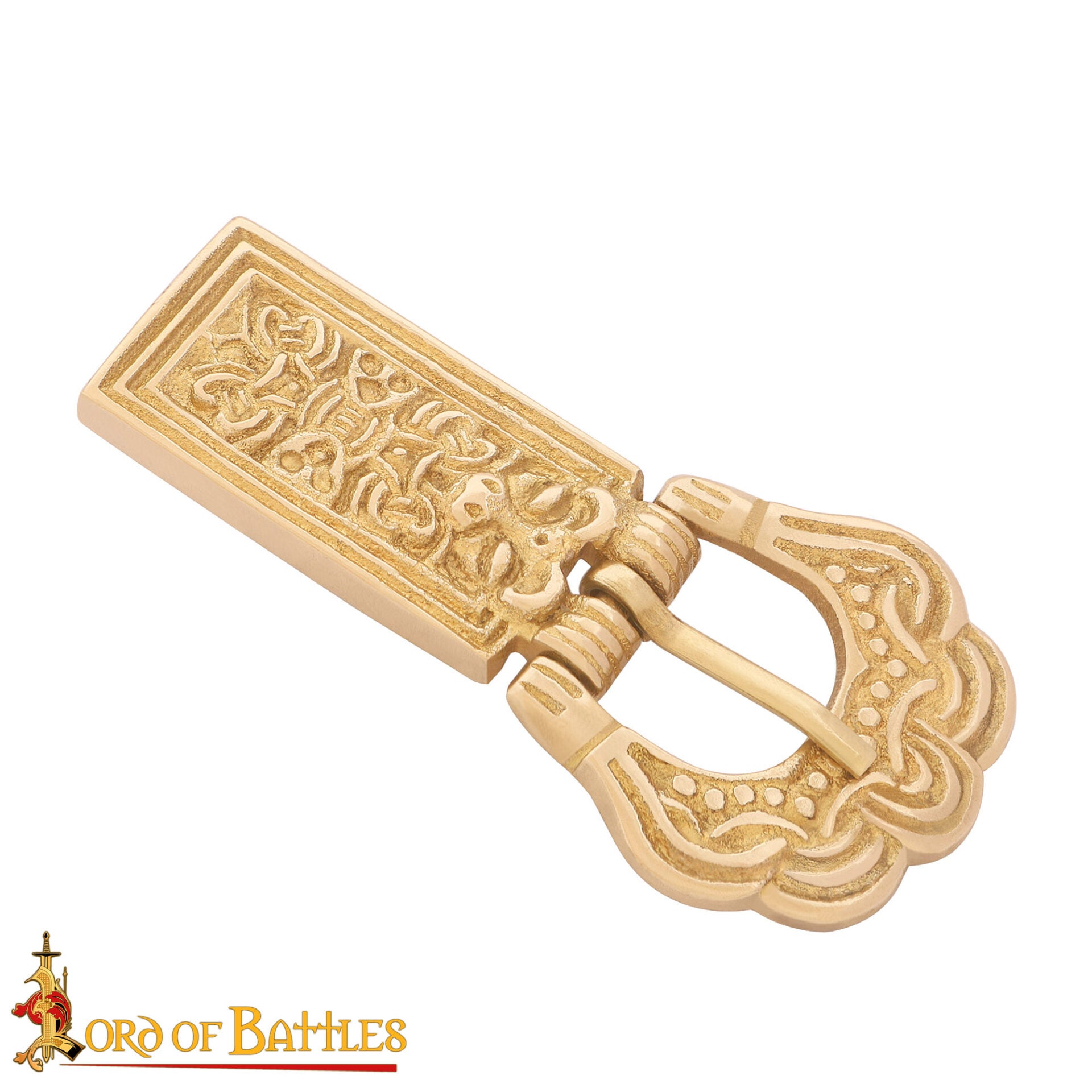 Imagen única de: Hebilla Medieval de Latón para Cinturón - Accesorio Histórico Grabado - Latón Macizo