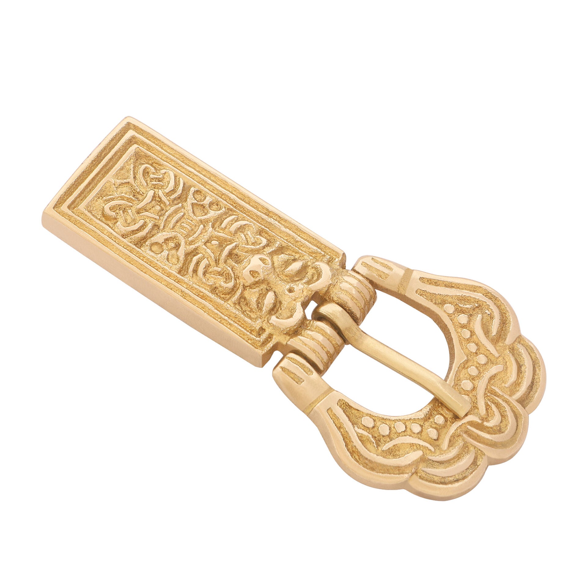 Imagen única de: Hebilla Medieval de Latón para Cinturón - Accesorio Histórico Grabado - Latón Macizo
