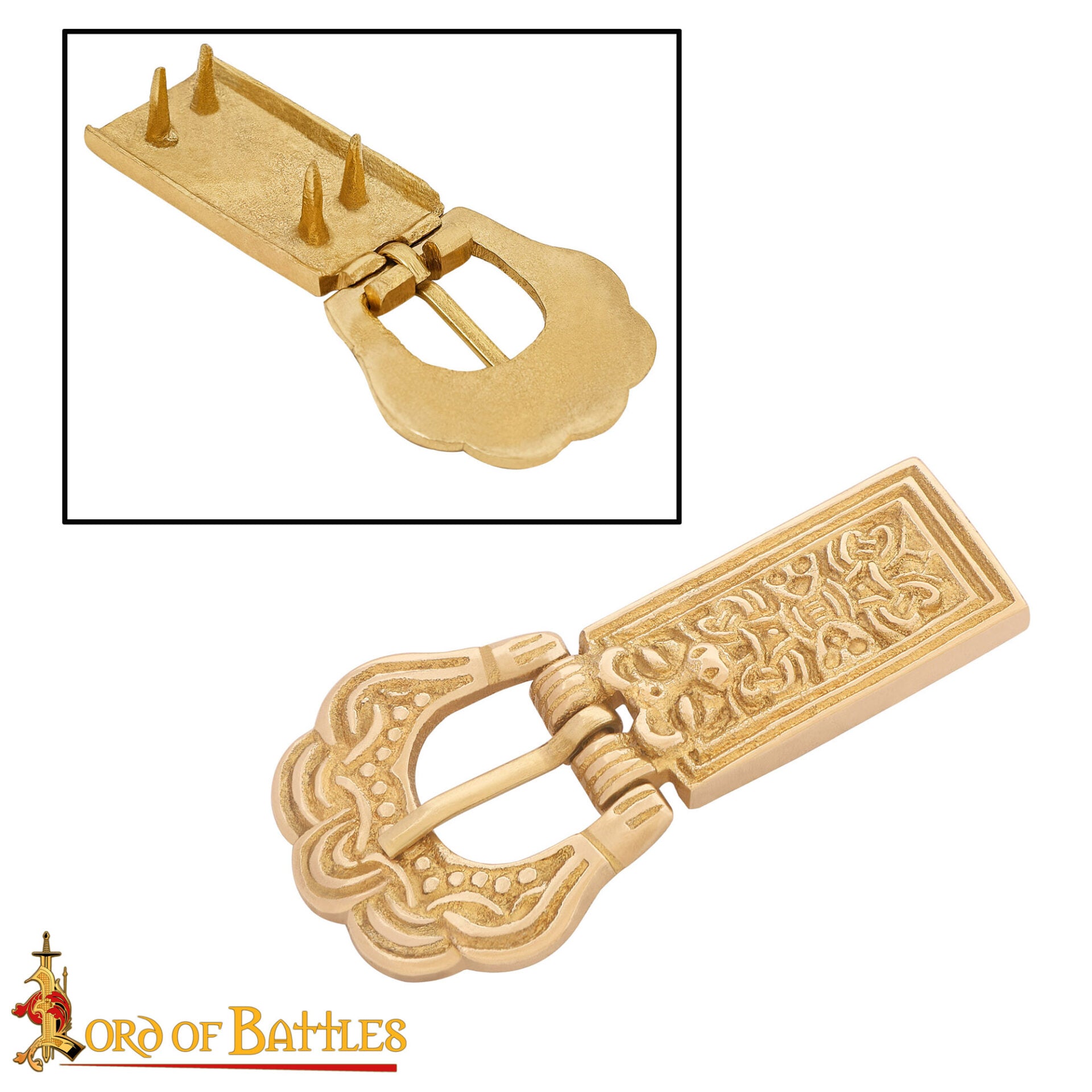 Imagen única de: Hebilla Medieval de Latón para Cinturón - Accesorio Histórico Grabado - Latón Macizo