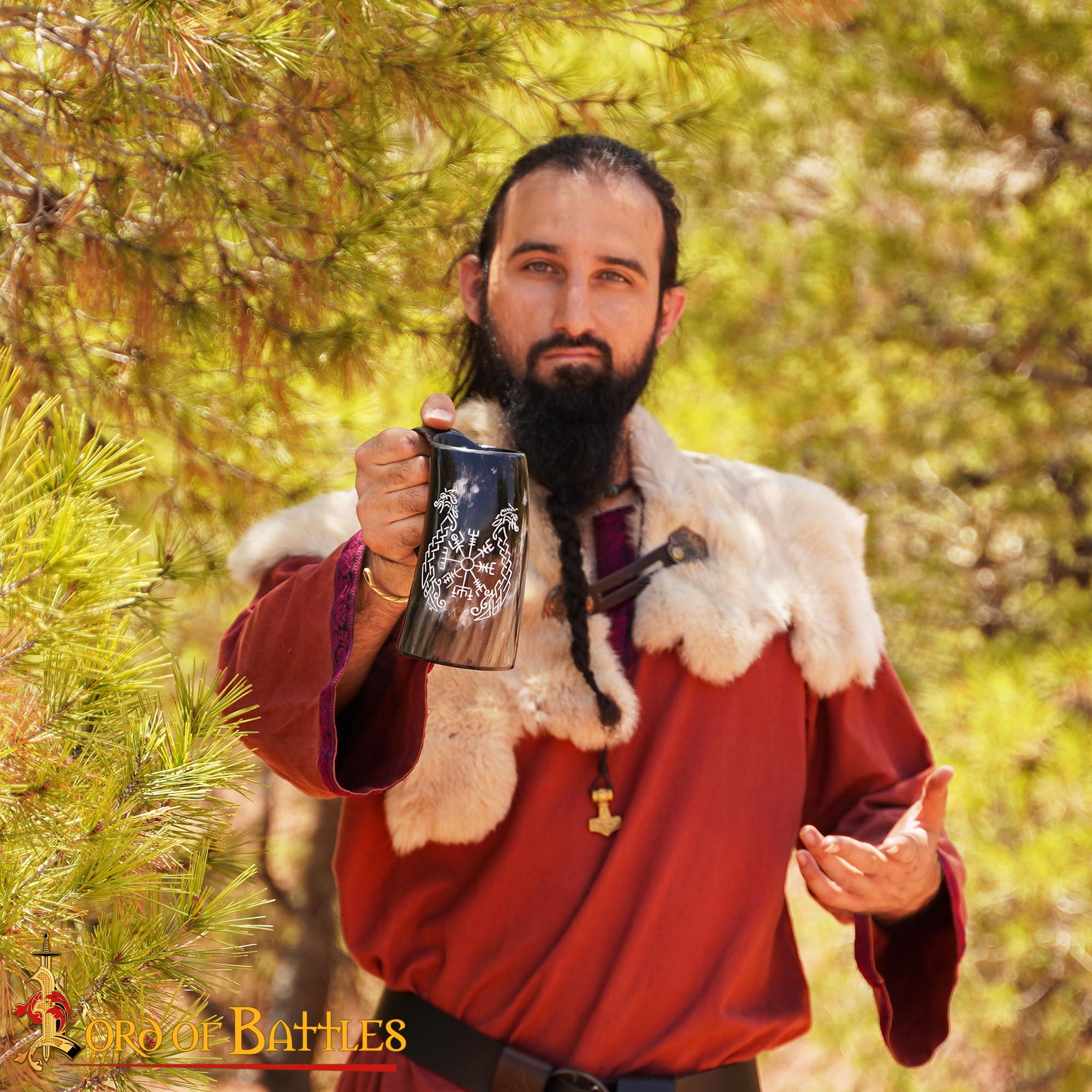 Imagen única de: Viking Drinking Horn Tankard- Hecho a Mano con Grabado