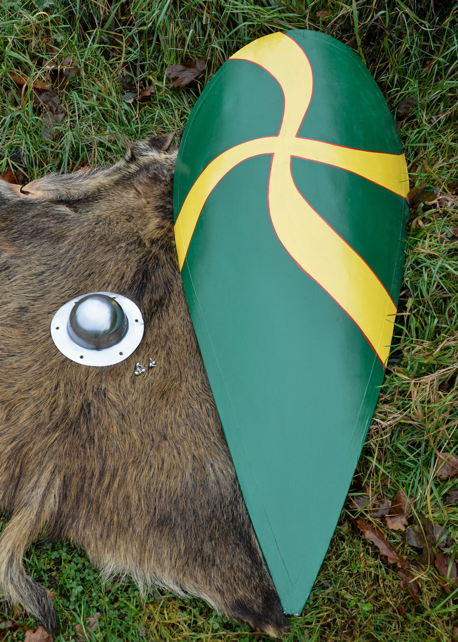 Imagen única de: Escudo Normando, Madera, Verde-amarillo