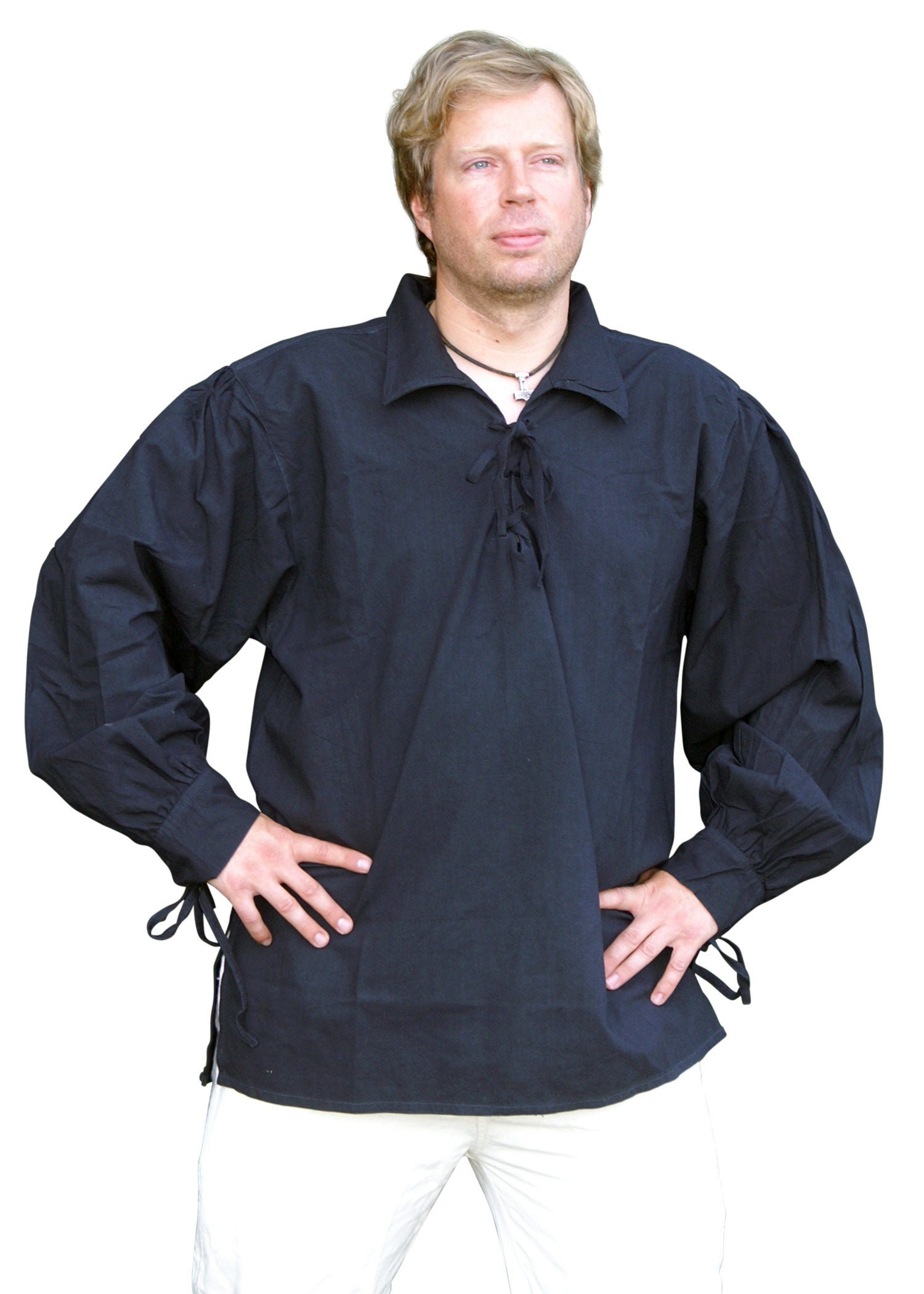 Imagen 1 - Camisa Medieval Tardía De Algodón, Negra