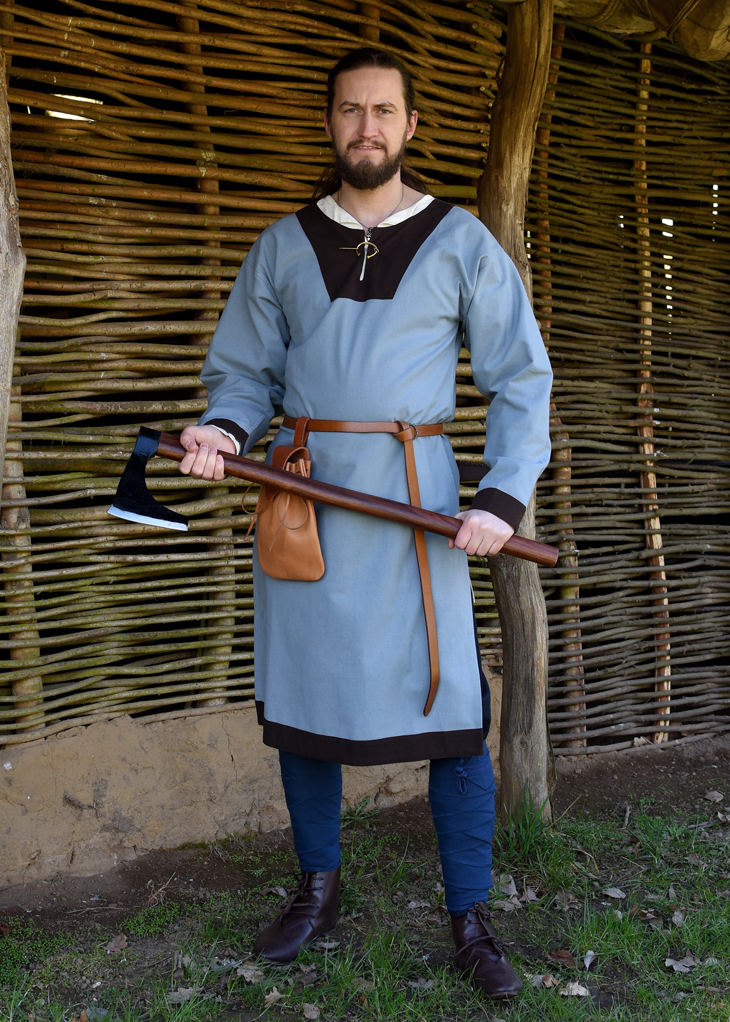 Imagen única de: Túnica Medieval Vallentin, Azul Grisáceo/marrón
