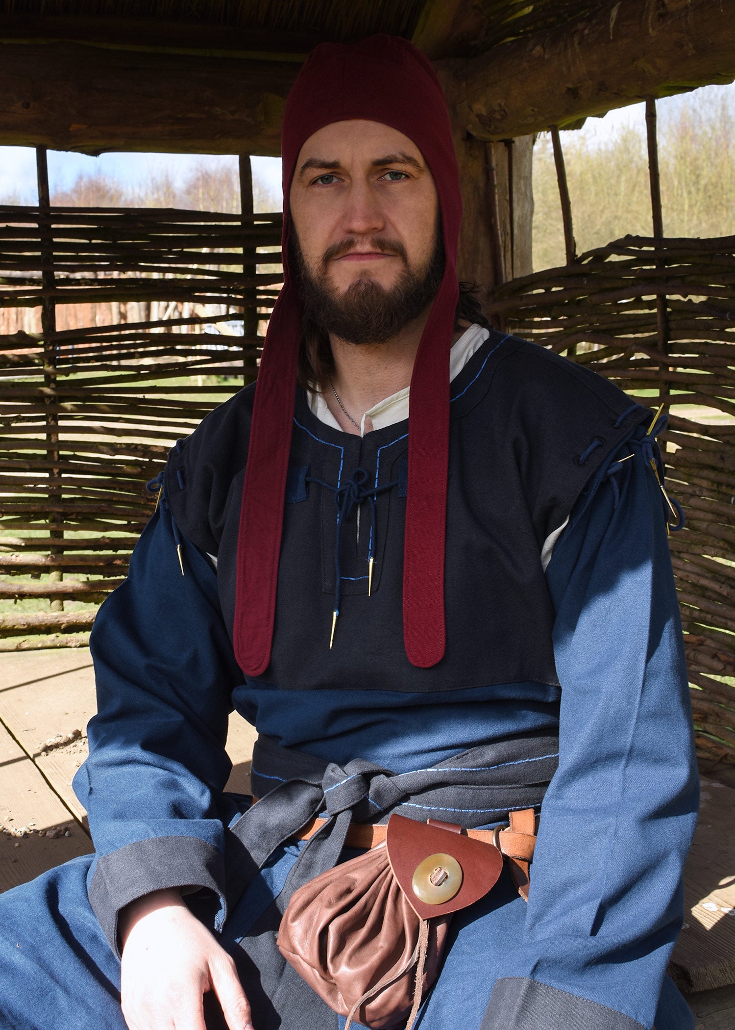 Imagen única de: Túnica Medieval Doblada Con Mangas Desmontables, Azul/azul Oscuro
