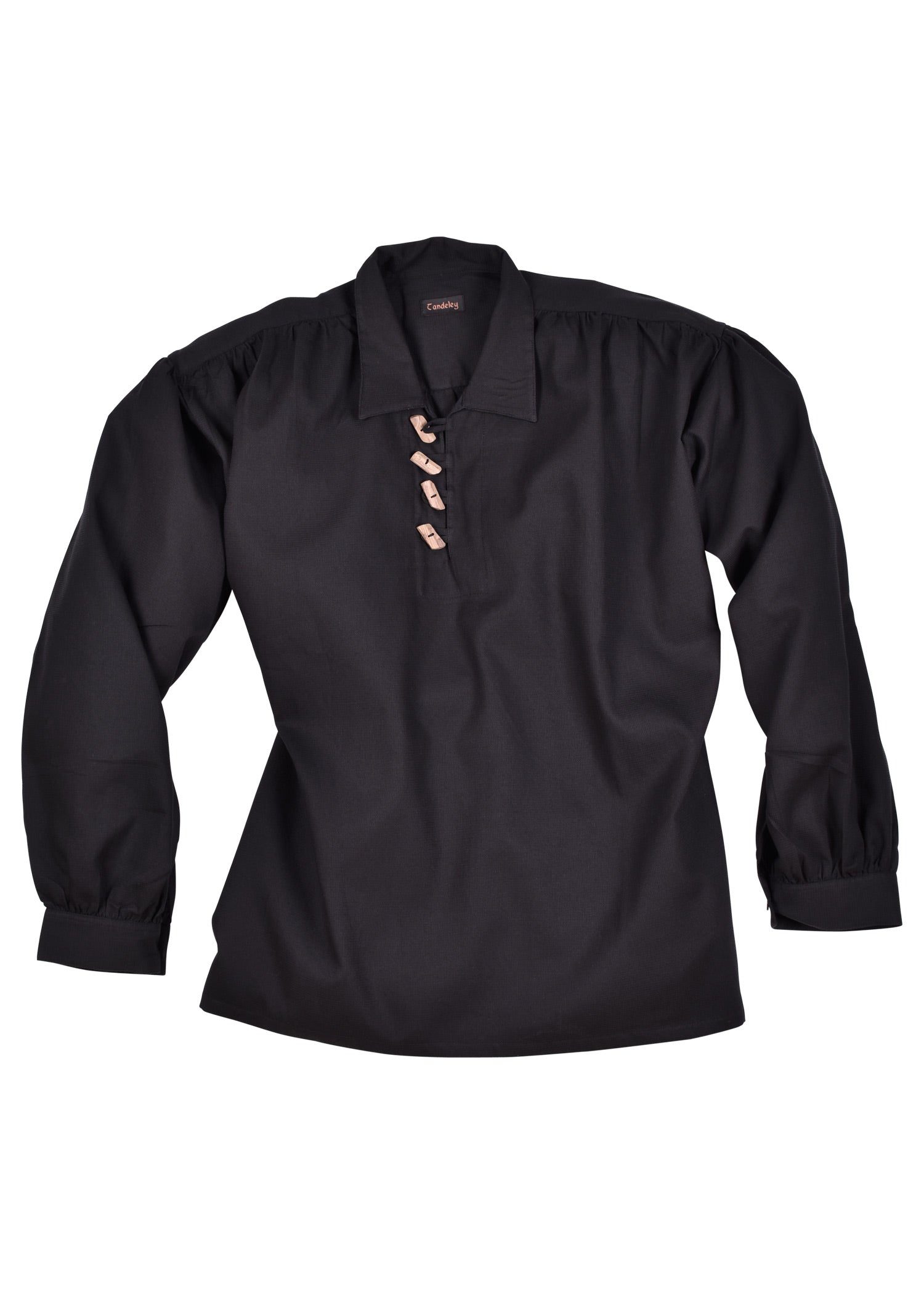 Imagen 1 - Camisa Medieval Con Botones De Madera, Negra.