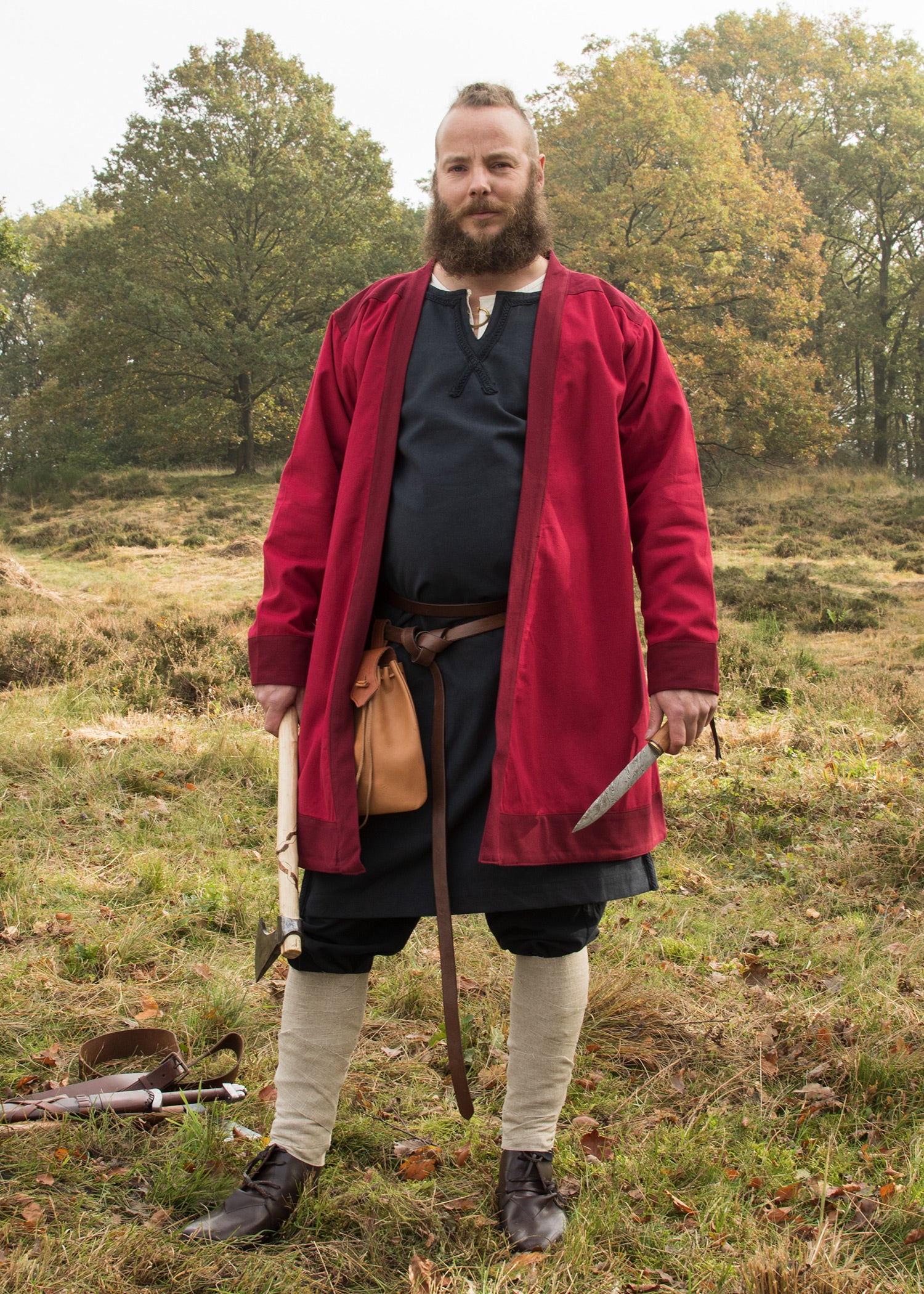 Imagen única de: Falda Con Solapa Bjorn, Abrigo Vikingo, Rojo