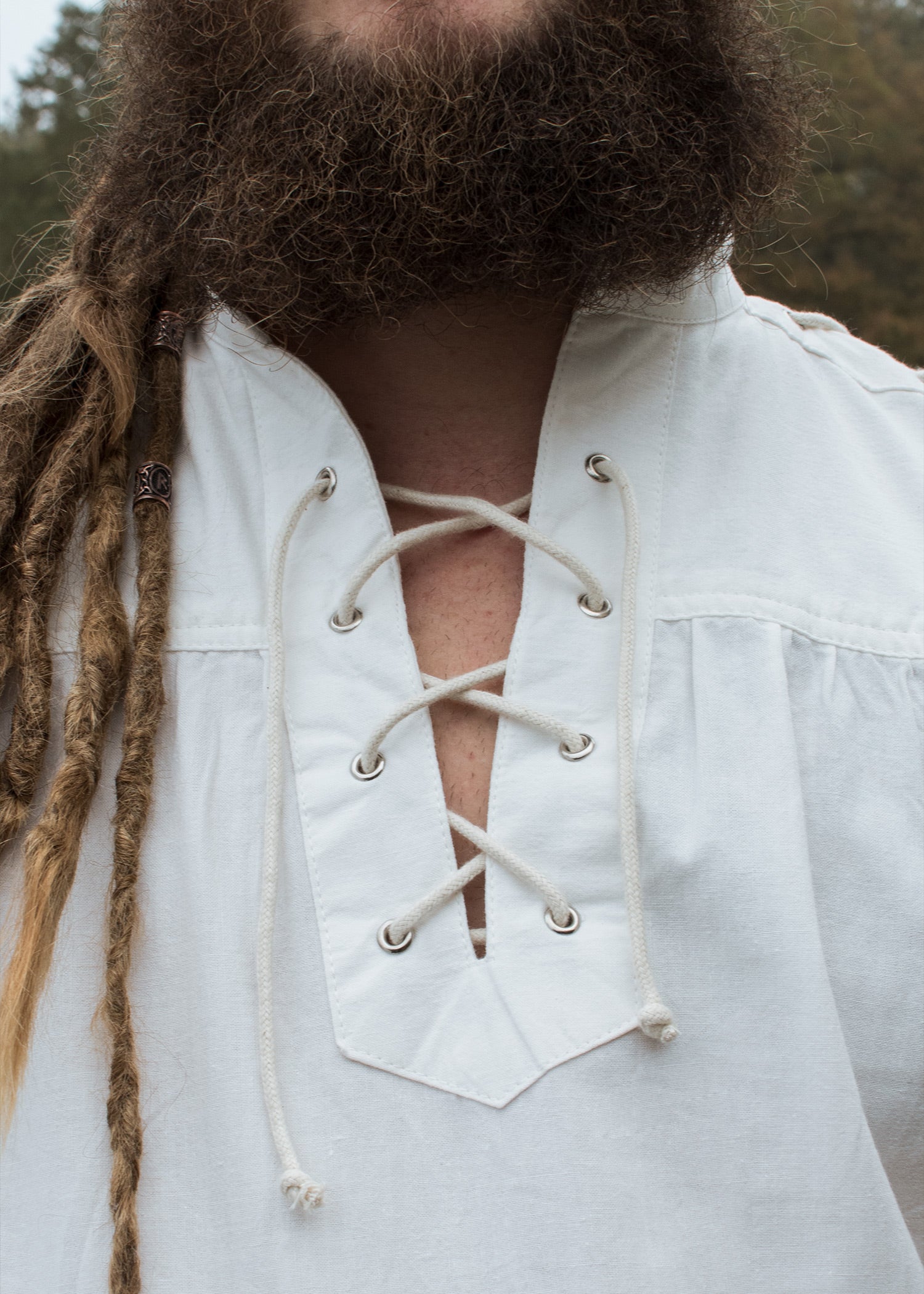 Imagen 3 - Camisa Medieval Corvin Con Cordones, Blanca