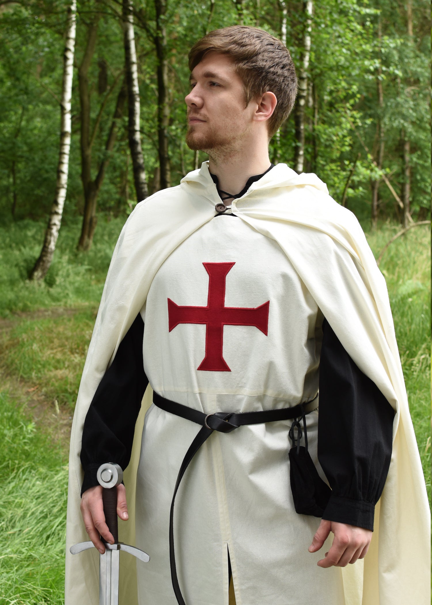 Imagen única de: Tabardo Medieval, Templario, Natural/rojo