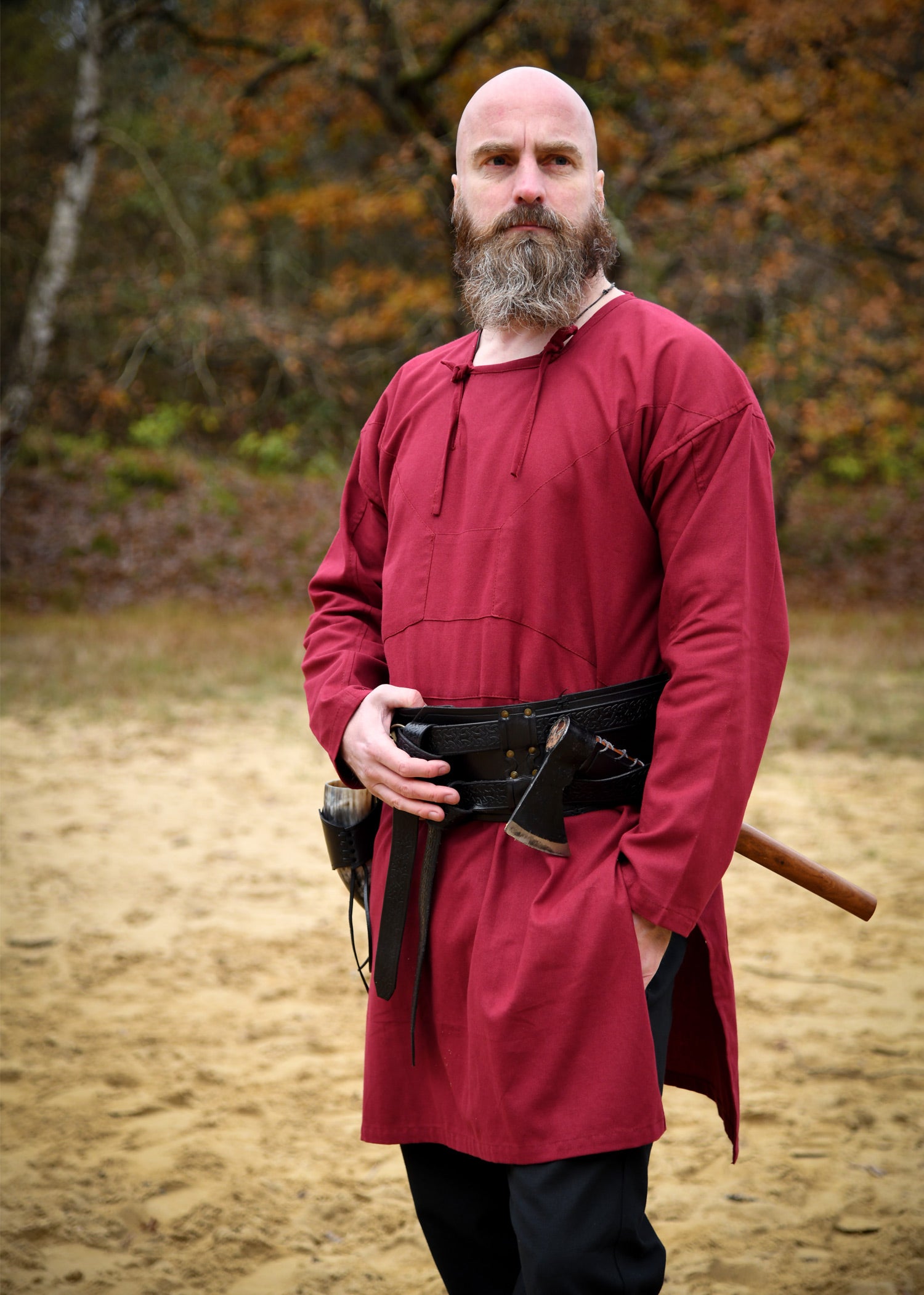Imagen única de: Túnica Vikinga, Reconstrucción De Viborg, Rojo Vino
