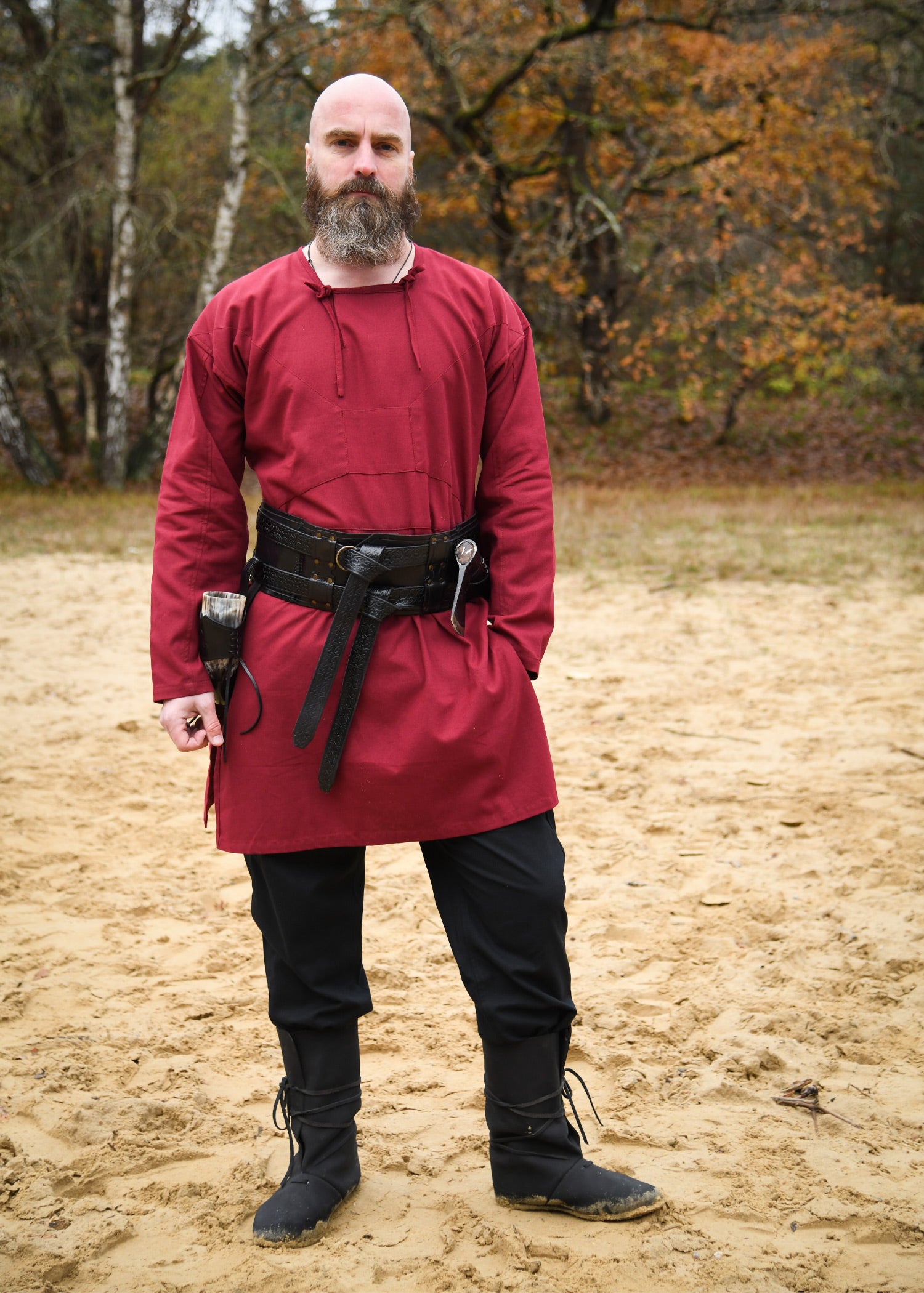 Imagen única de: Túnica Vikinga, Reconstrucción De Viborg, Rojo Vino