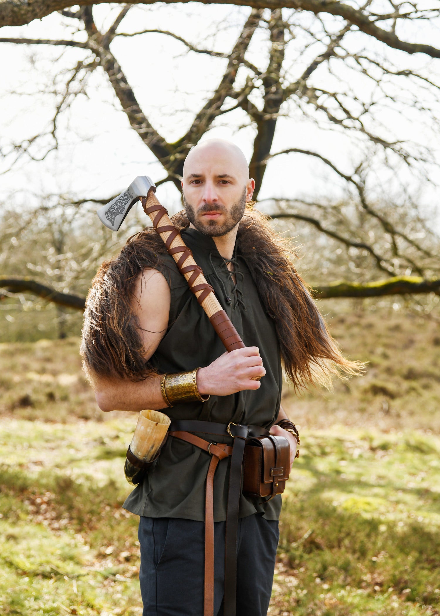 Imagen única de: Camisa Medieval Konstantin, Sin Mangas, Verde Oliva