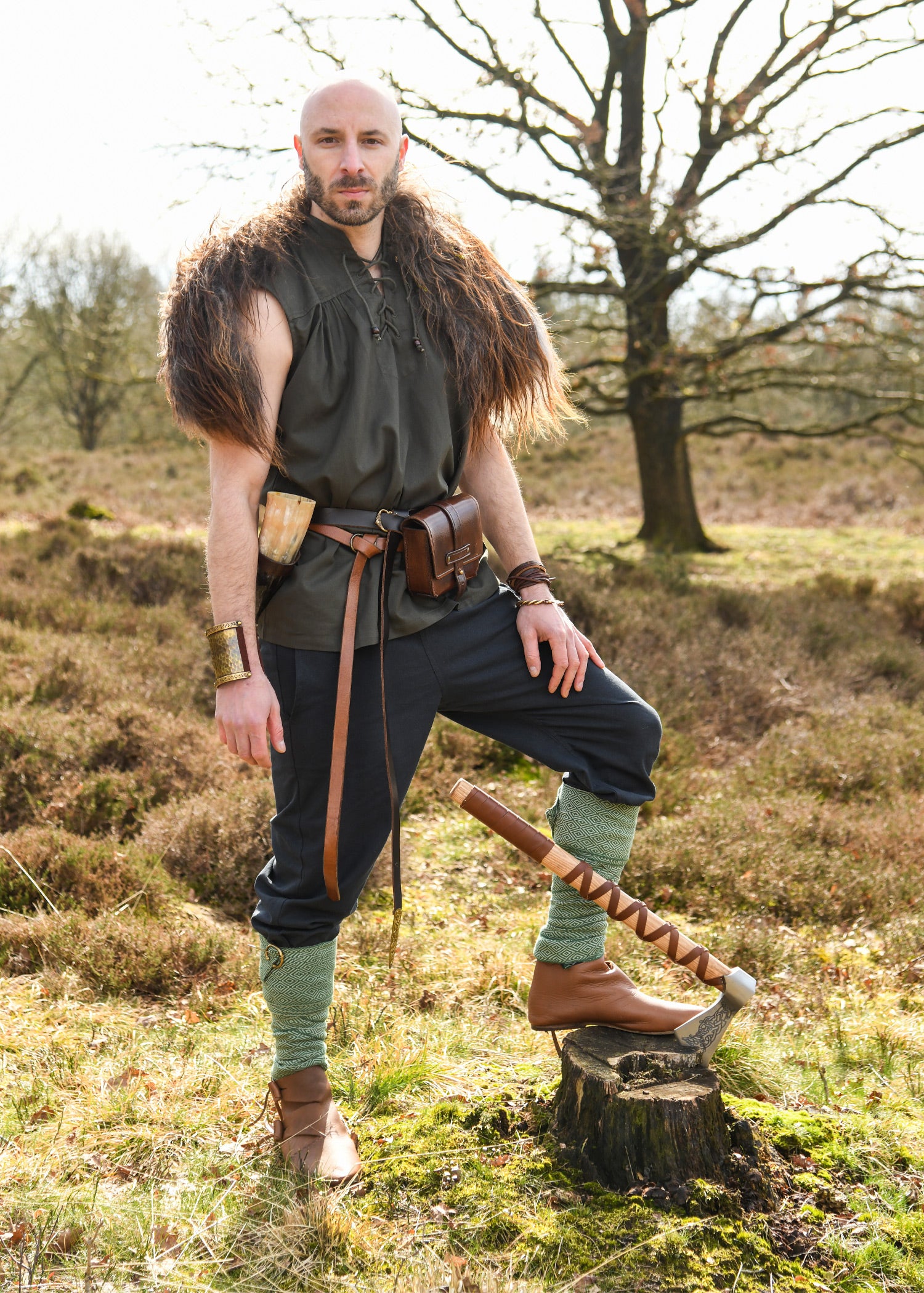 Imagen única de: Camisa Medieval Konstantin, Sin Mangas, Verde Oliva