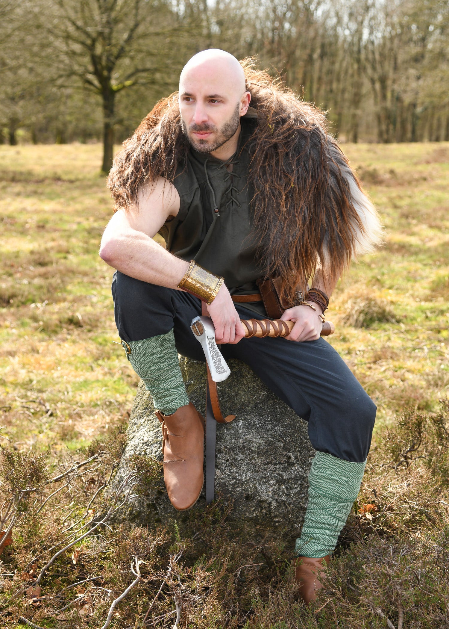 Imagen única de: Camisa Medieval Konstantin, Sin Mangas, Verde Oliva