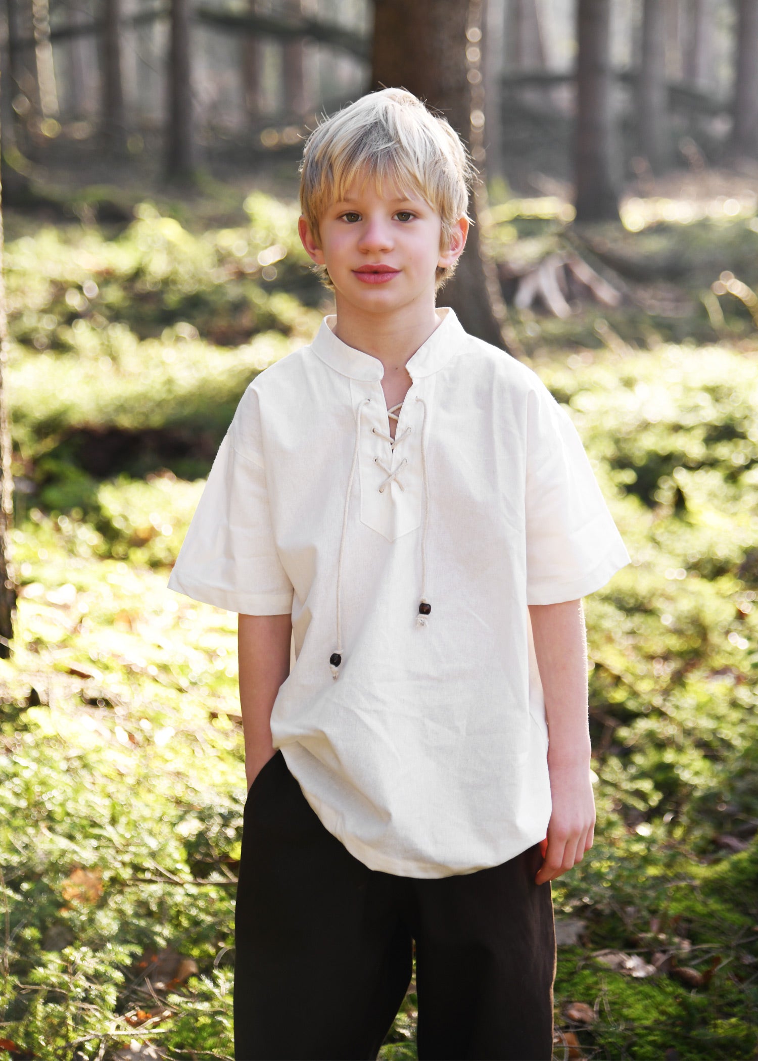 Imagen única de: Camisa Medieval Infantil Nilo, Manga Corta, Natural