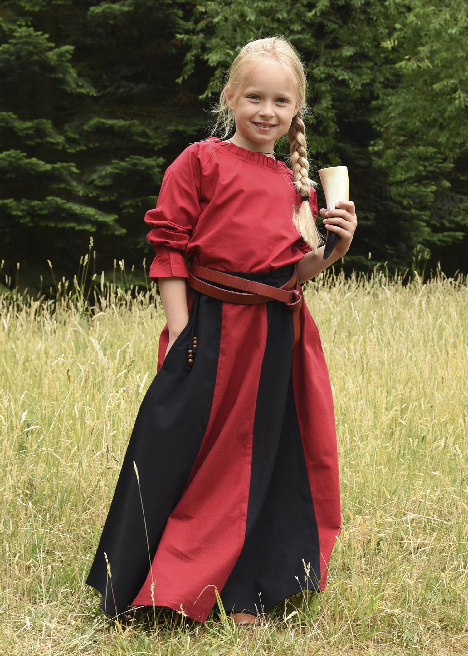 Imagen 5 - Blusa Medieval Infantil Helena, Roja