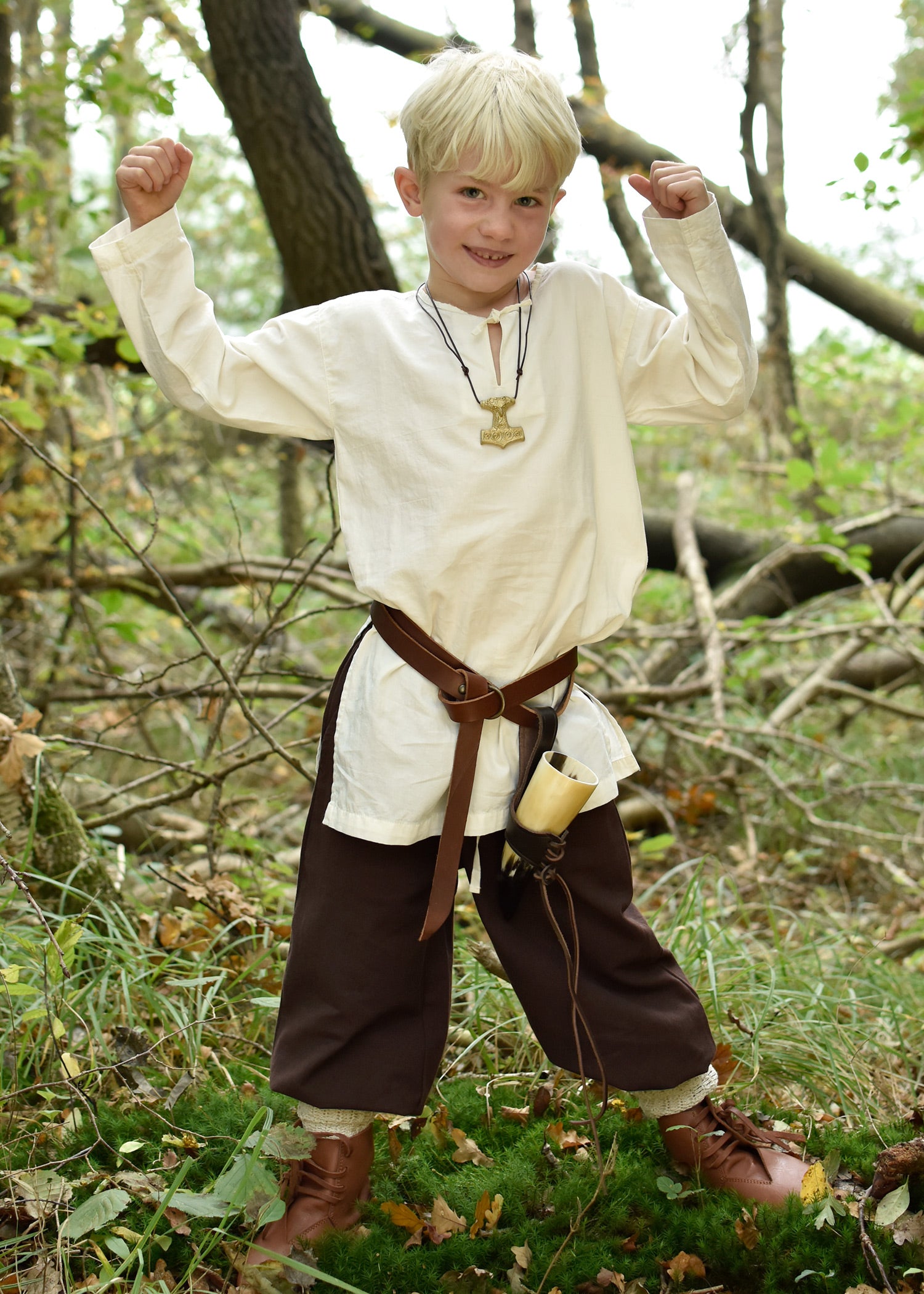 Imagen única de: Pantalón Ancho Medieval Para Niños Thore, Marrón