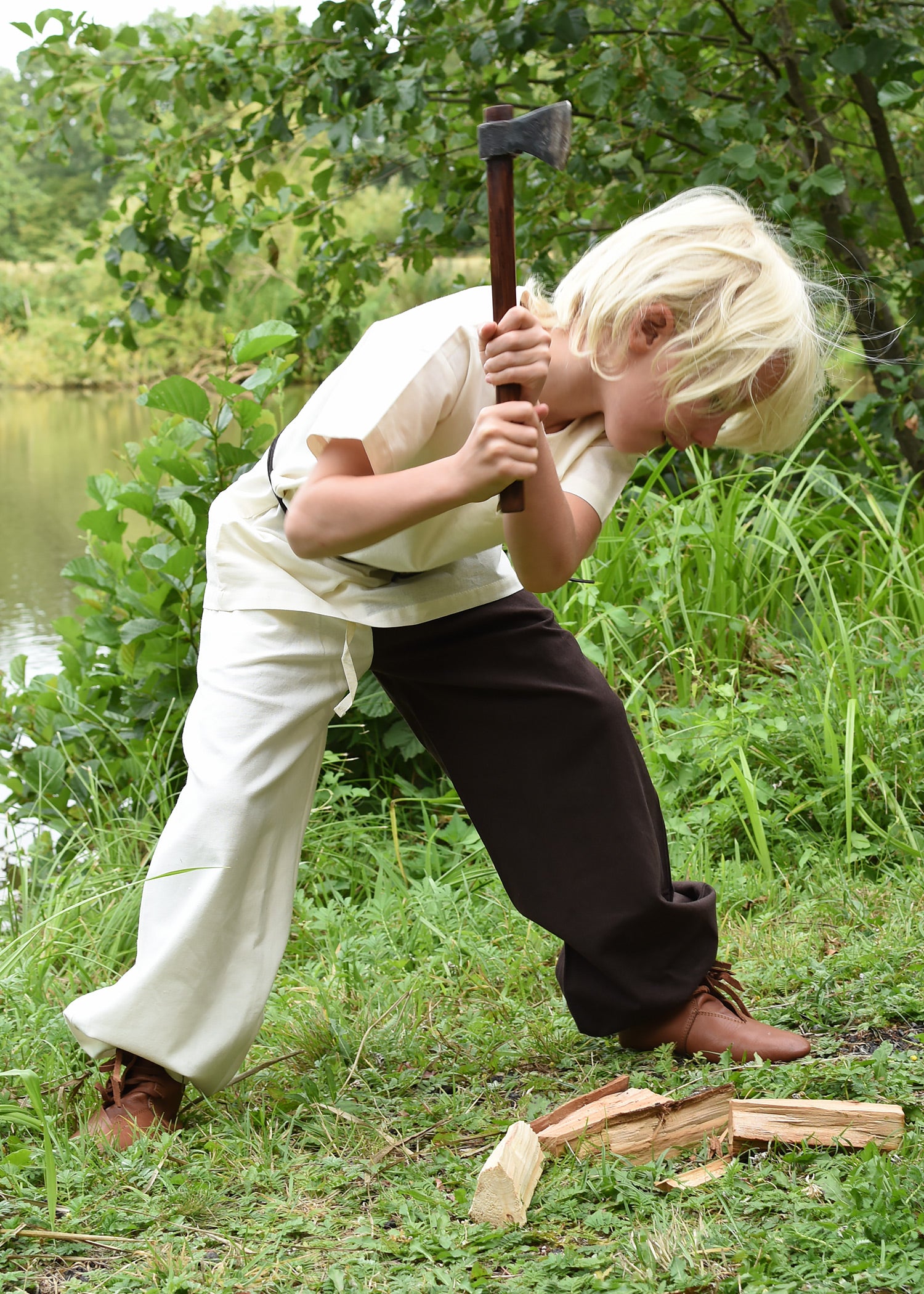 Imagen única de: Túnica Medieval Infantil Linus, Manga Corta, Natural