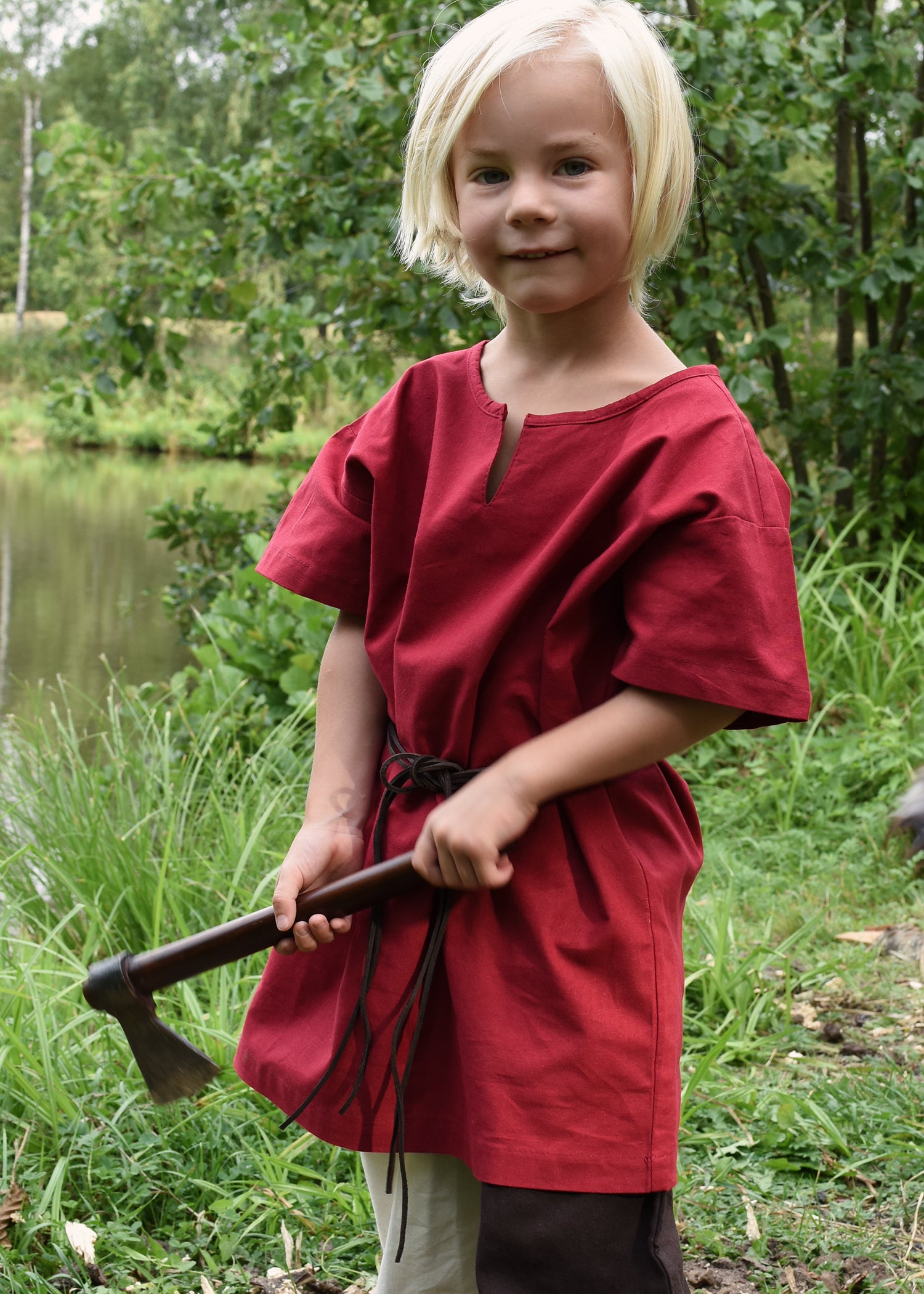 Imagen única de: Túnica Medieval Infantil Linus, Manga Corta, Rojo