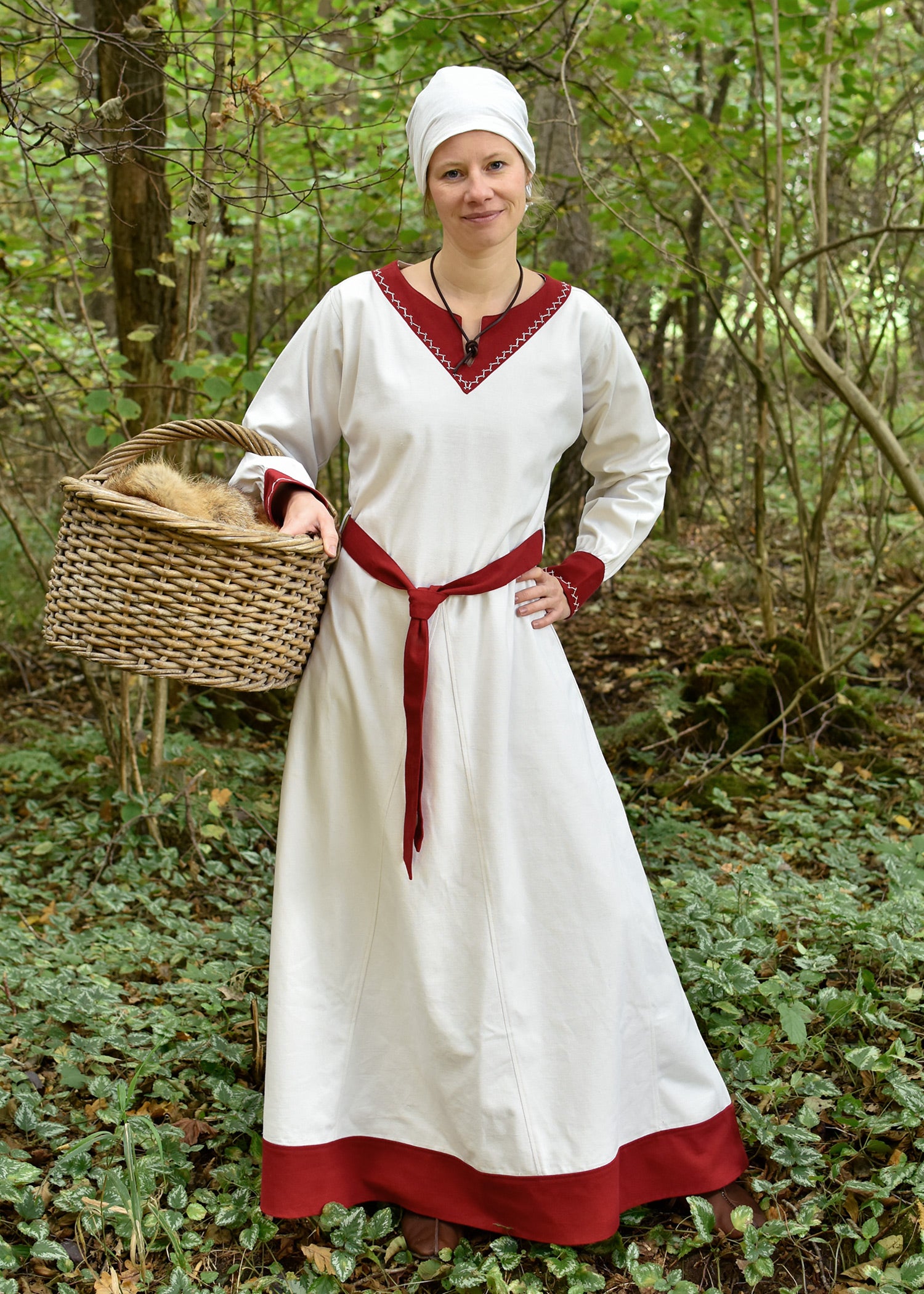 Imagen única de: Vestido Vikingo Jona, Natural/rojo Vino