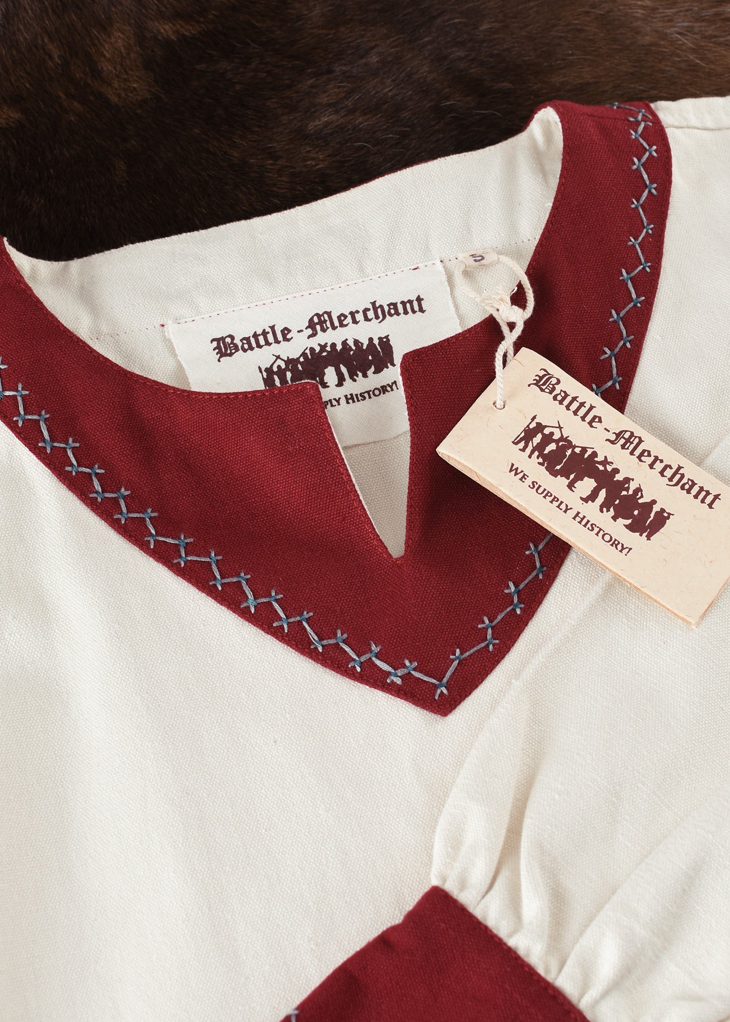 Imagen única de: Vestido Vikingo Jona, Natural/rojo Vino