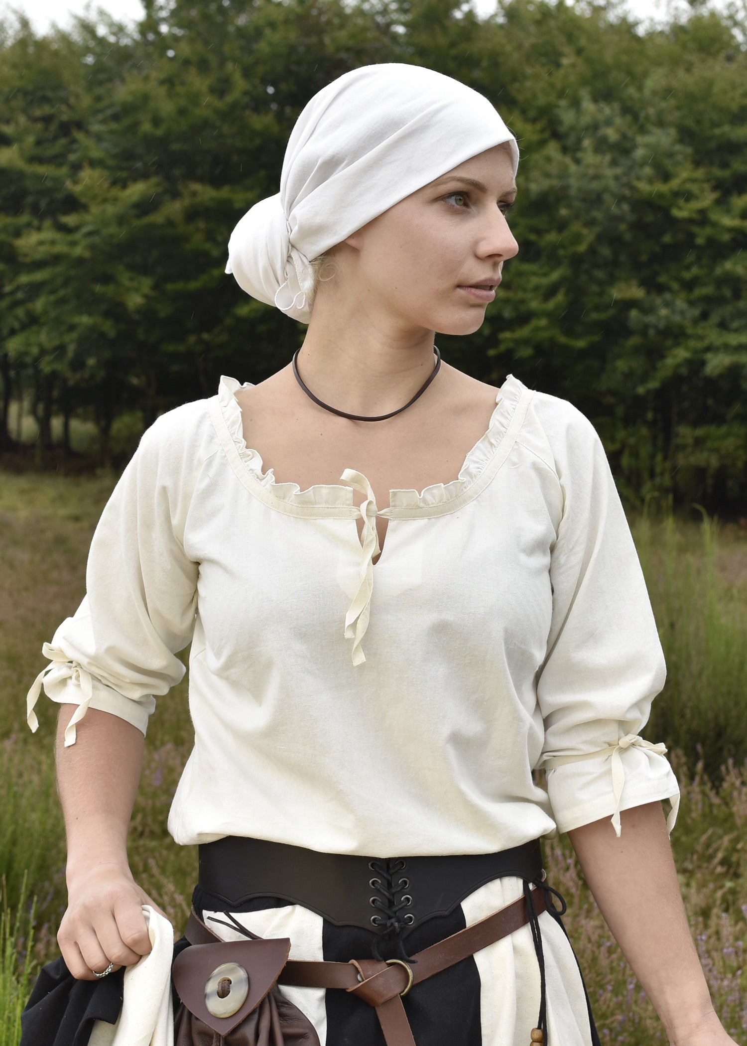 Imagen única de: Blusa Medieval Birga Con Manga 3/4, Natural