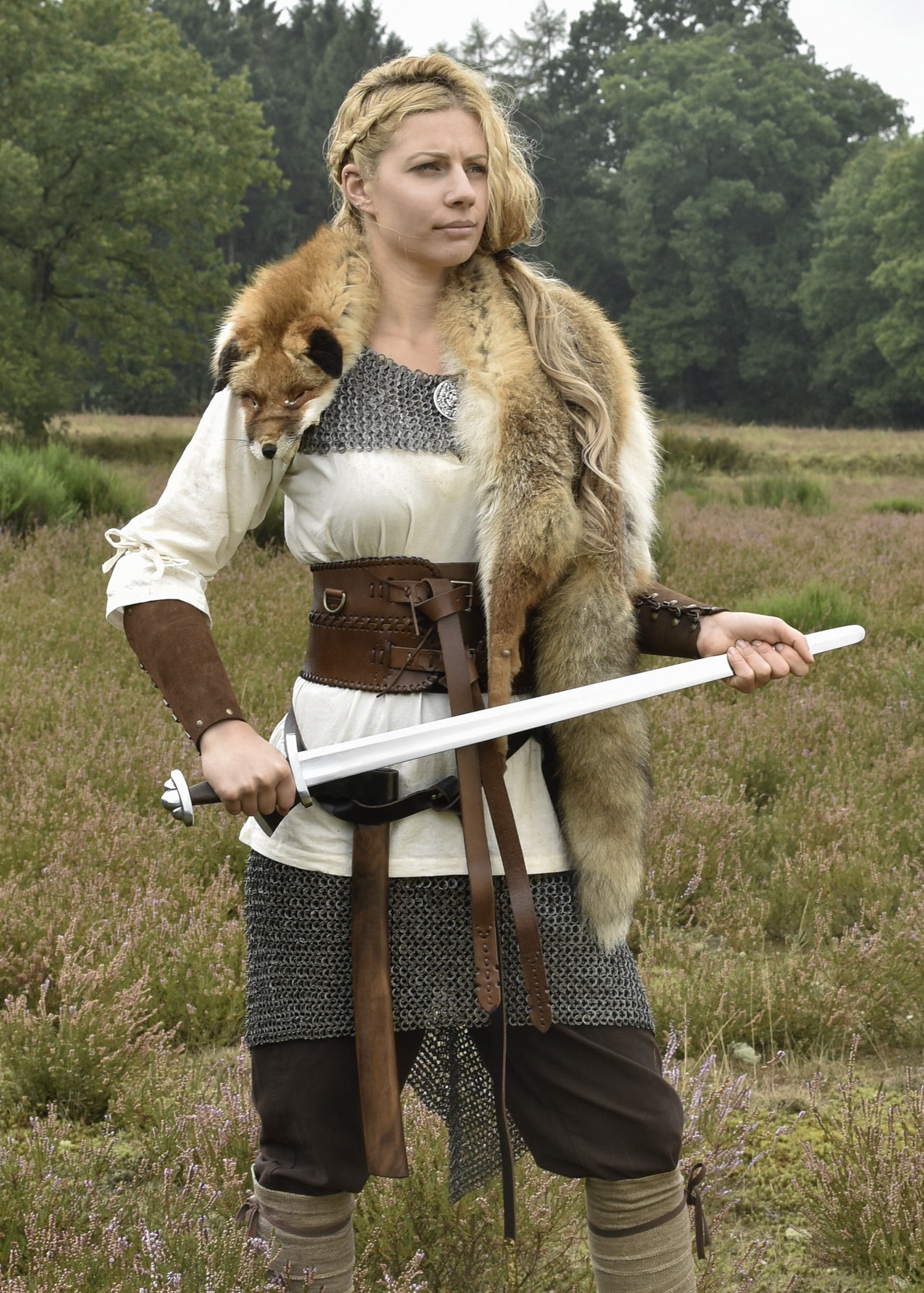 Imagen única de: Blusa Medieval Birga Con Manga 3/4, Natural