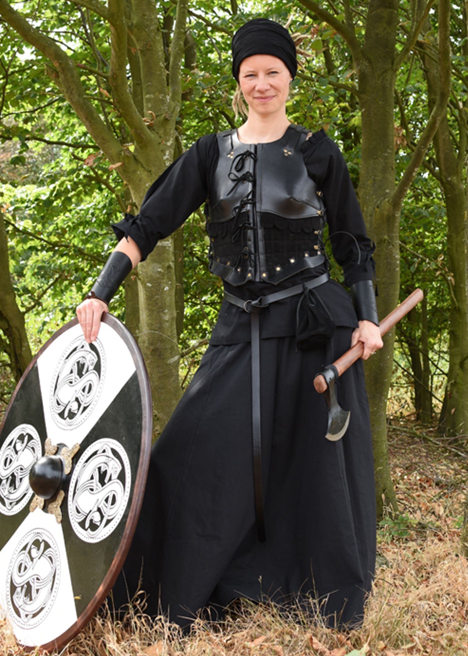 Imagen única de: Blusa Medieval Birga Con Mangas 3/4, Negro