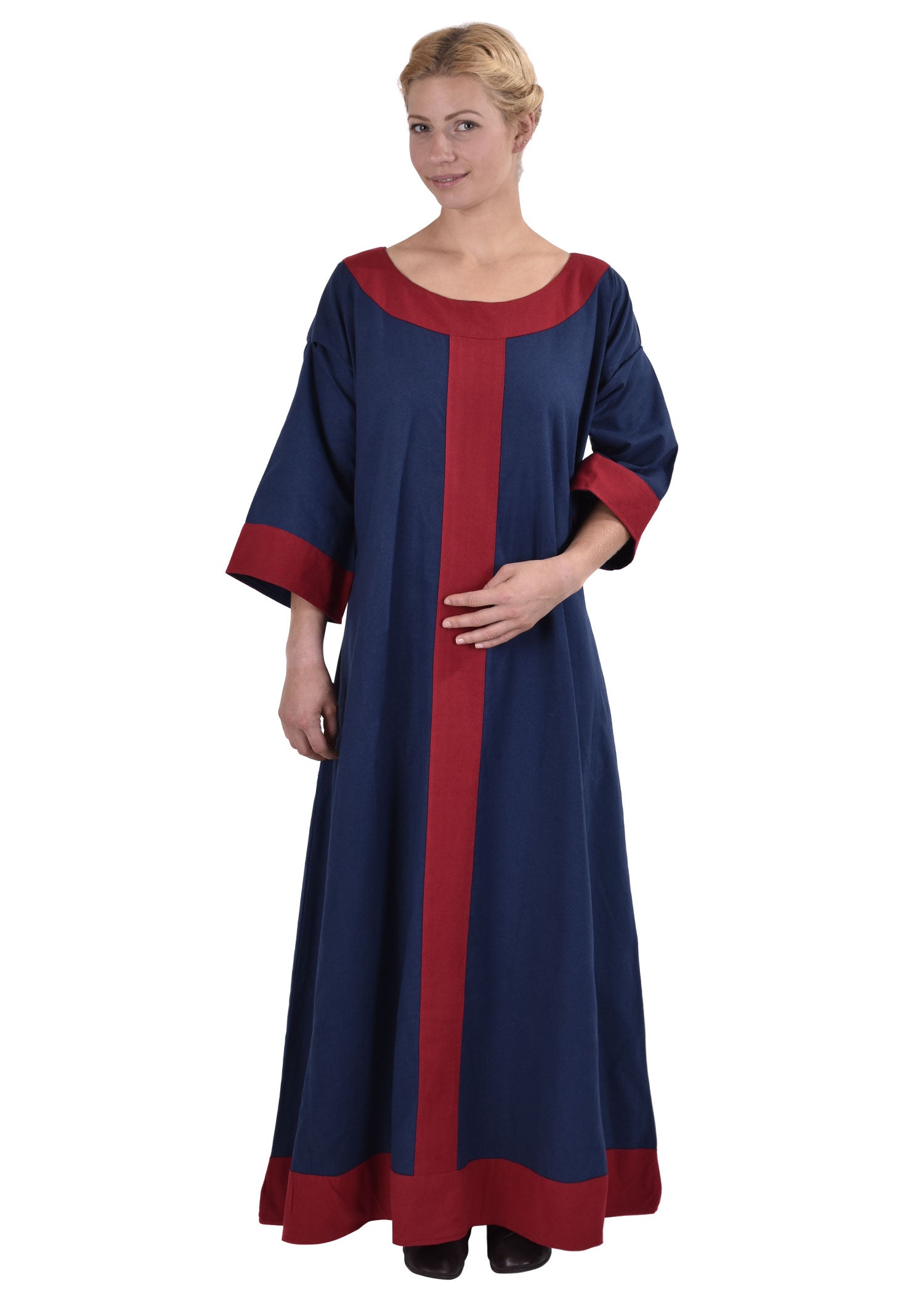Imagen única de: Vestido Medieval Gudrun, Azul/rojo