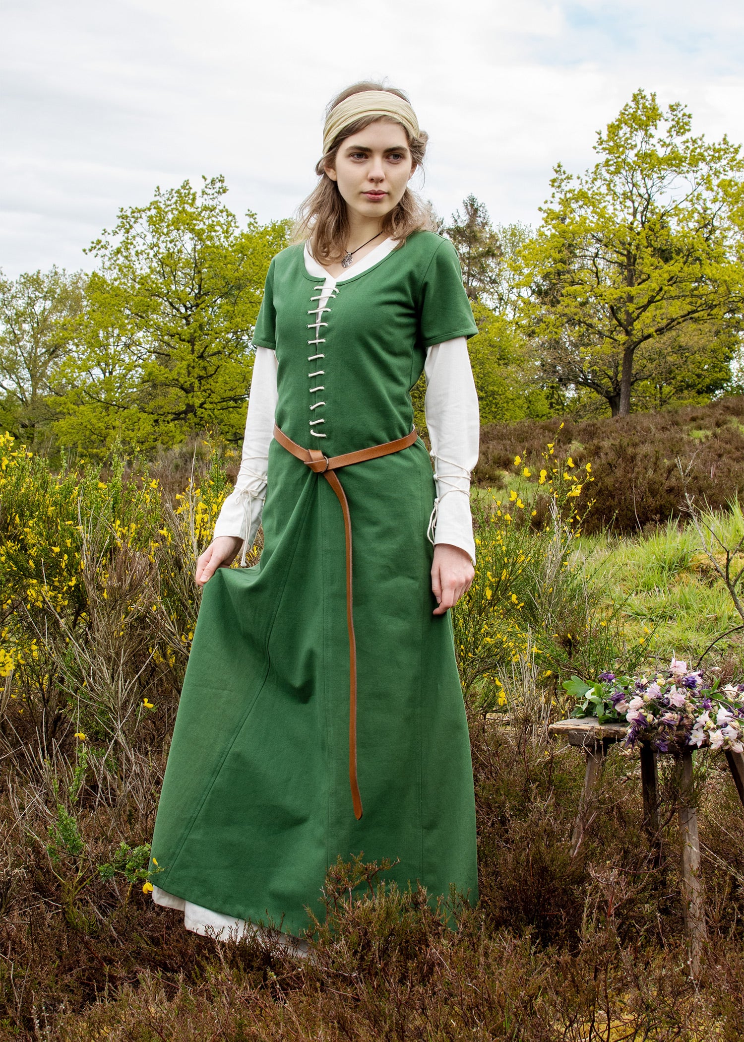 Imagen 1 - Cotehardie Ava De Manga Corta, Vestido Medieval, Verde