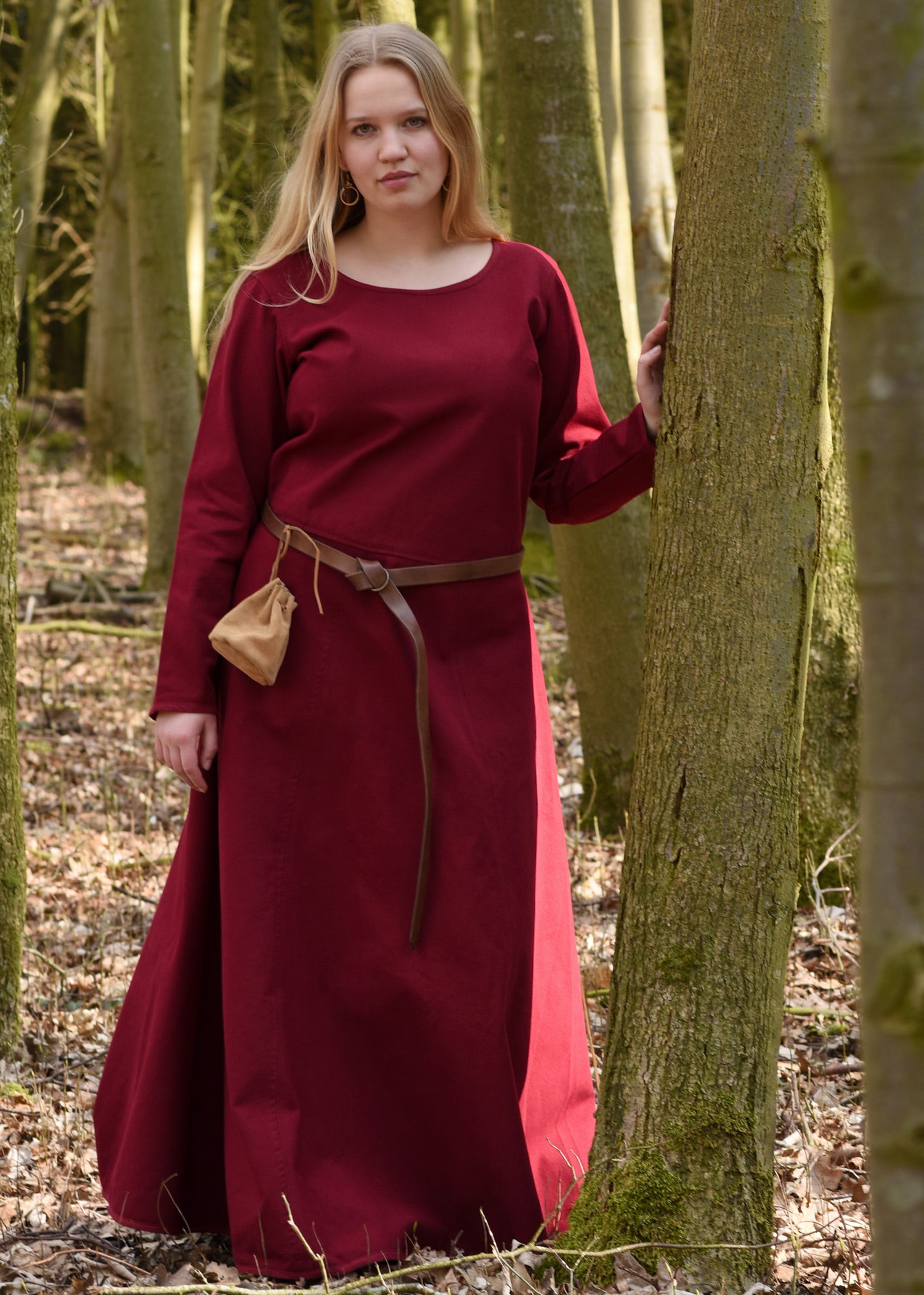 Imagen 5 - Vestido Medieval Sencillo Afra De Lona, ​​Rojo Vino.