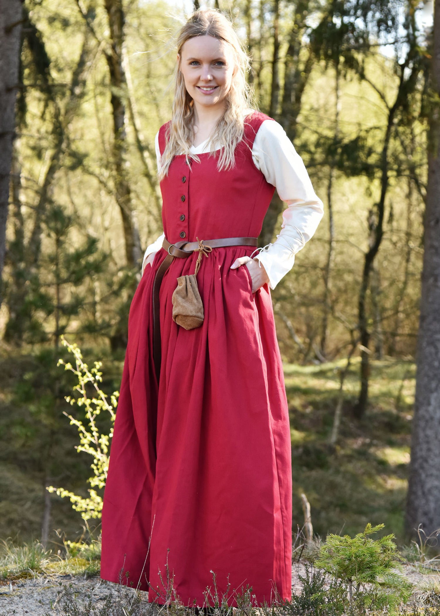 Imagen 1 - Vestido Medieval Sin Mangas, Vestido Pichi Lene, Rojo