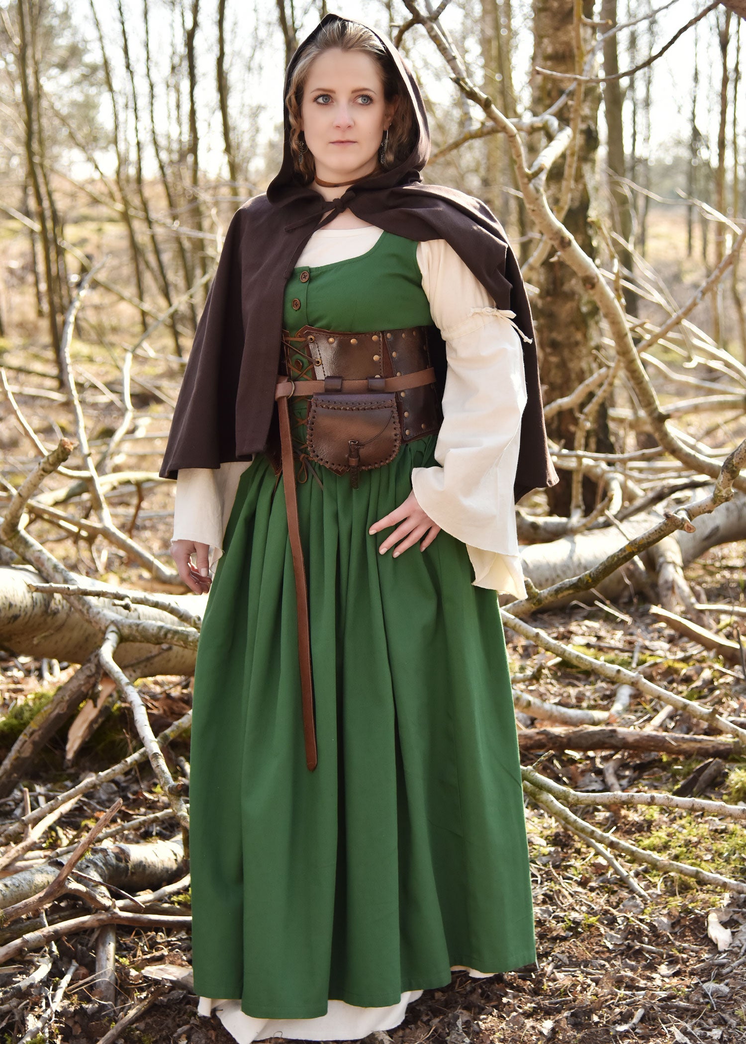 Imagen 3 - Vestido Medieval Sin Mangas, Vestido Estilo Pichi Lene, Verde