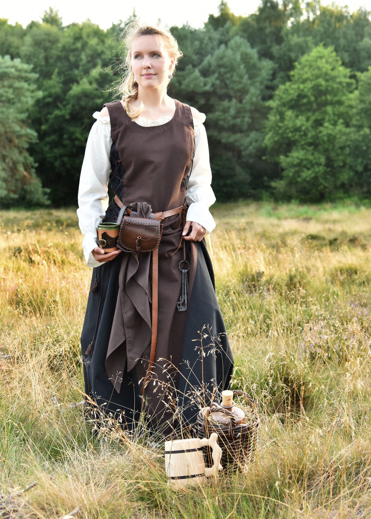 Imagen única de: Vestido Largo Sin Mangas Jarle, Vestido De Tirantes, Marrón/negro